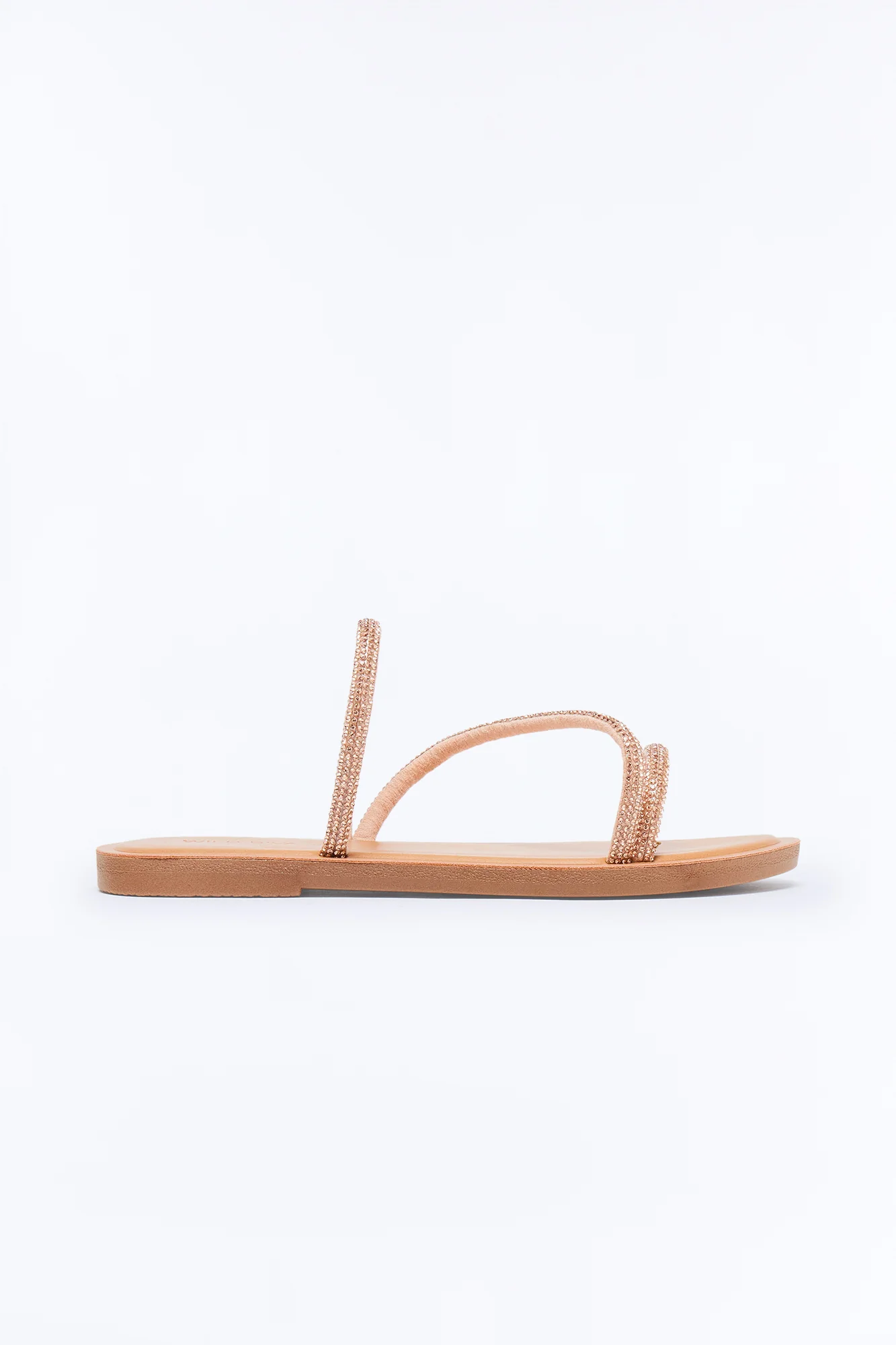 Idella Rhinestone Trim Sandals - RoseGold