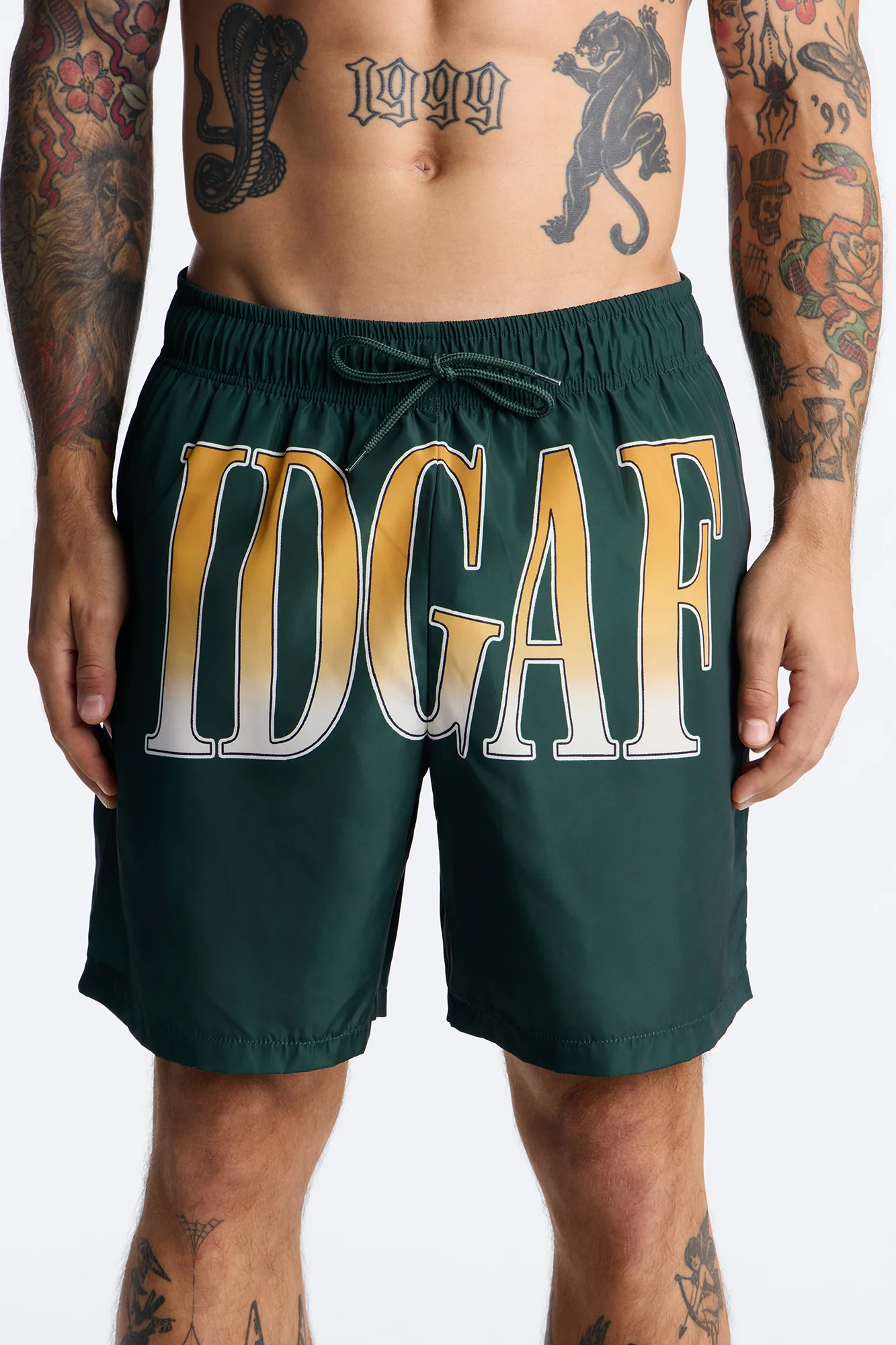 IDGAF Swim Trunk 7″ - Hunter Green
