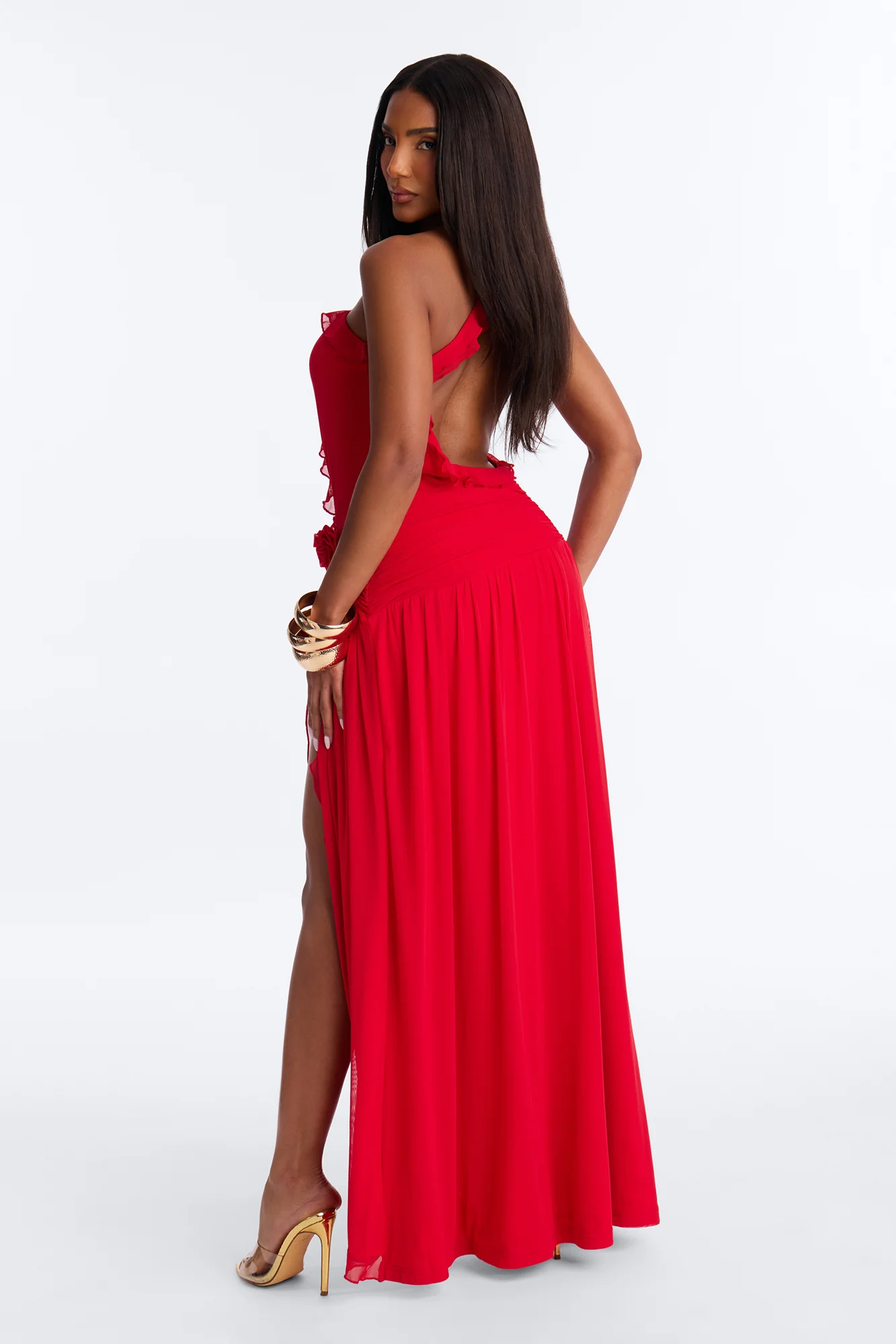 If Looks Could Kill Mesh Maxi Dress - Red - Image 4
