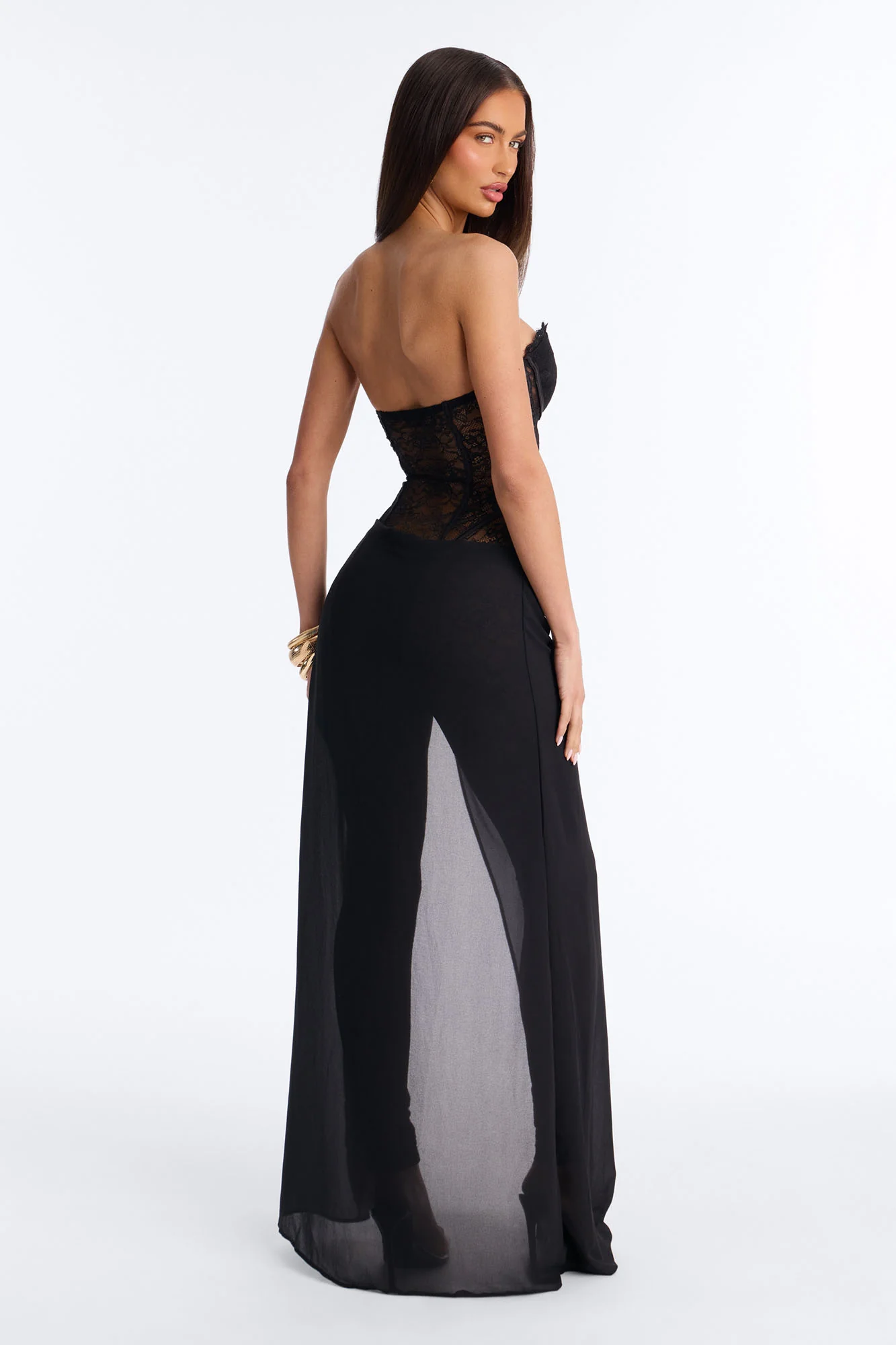 Illiana Lace Draped Catsuit - Black - Image 4