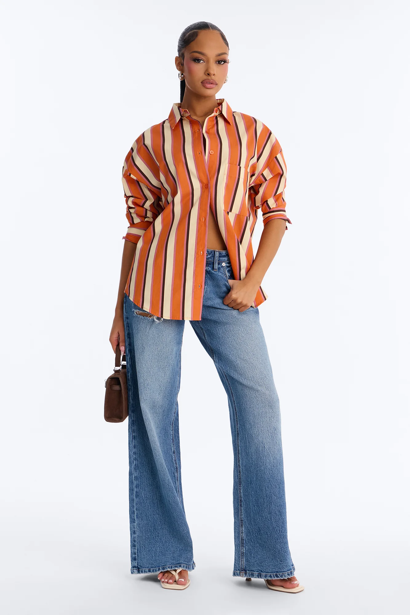 I'm The Main Topic Striped Shirt - Orange/combo - Image 2