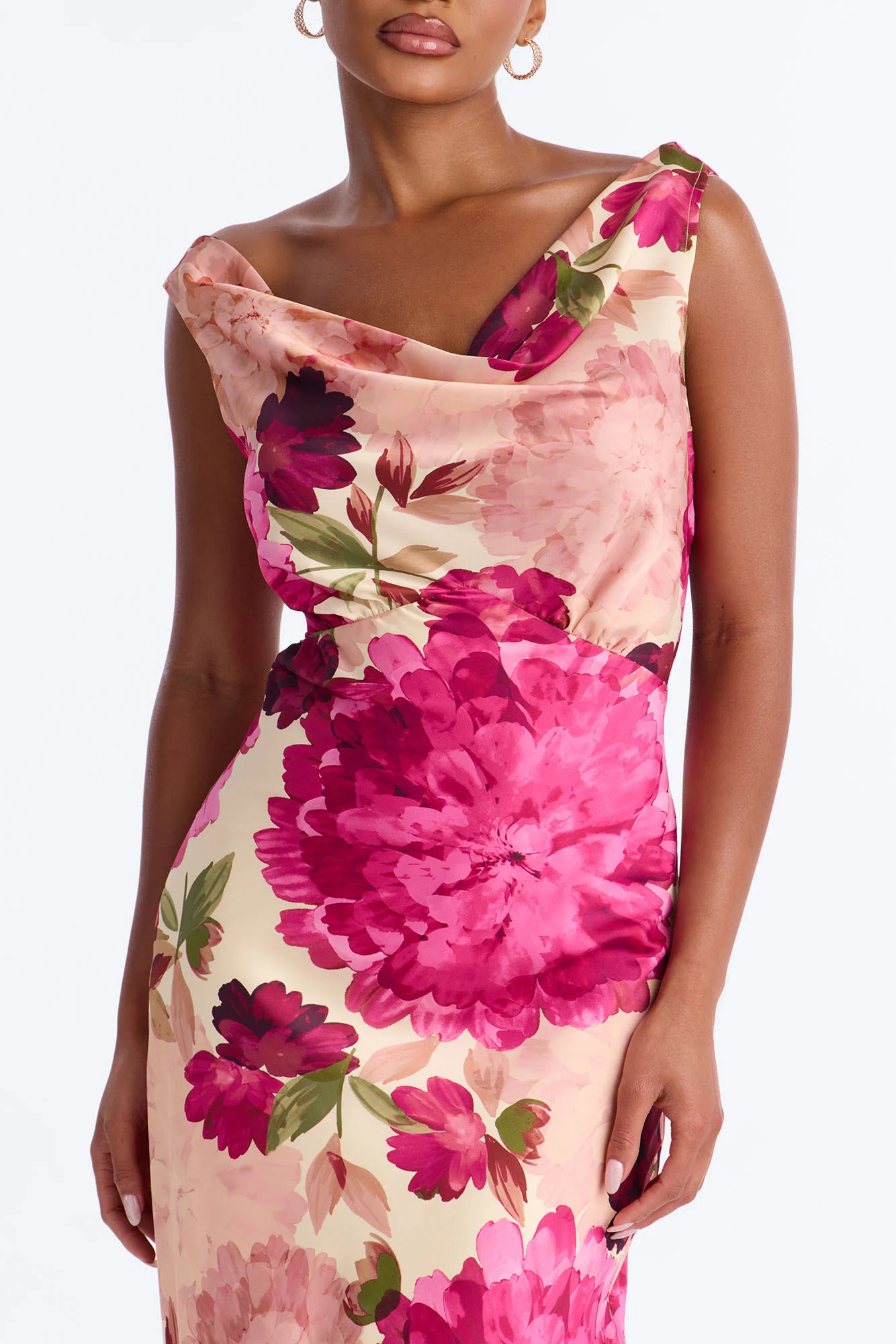 In Full Bloom Satin Maxi Dress - Pink/combo - Image 3