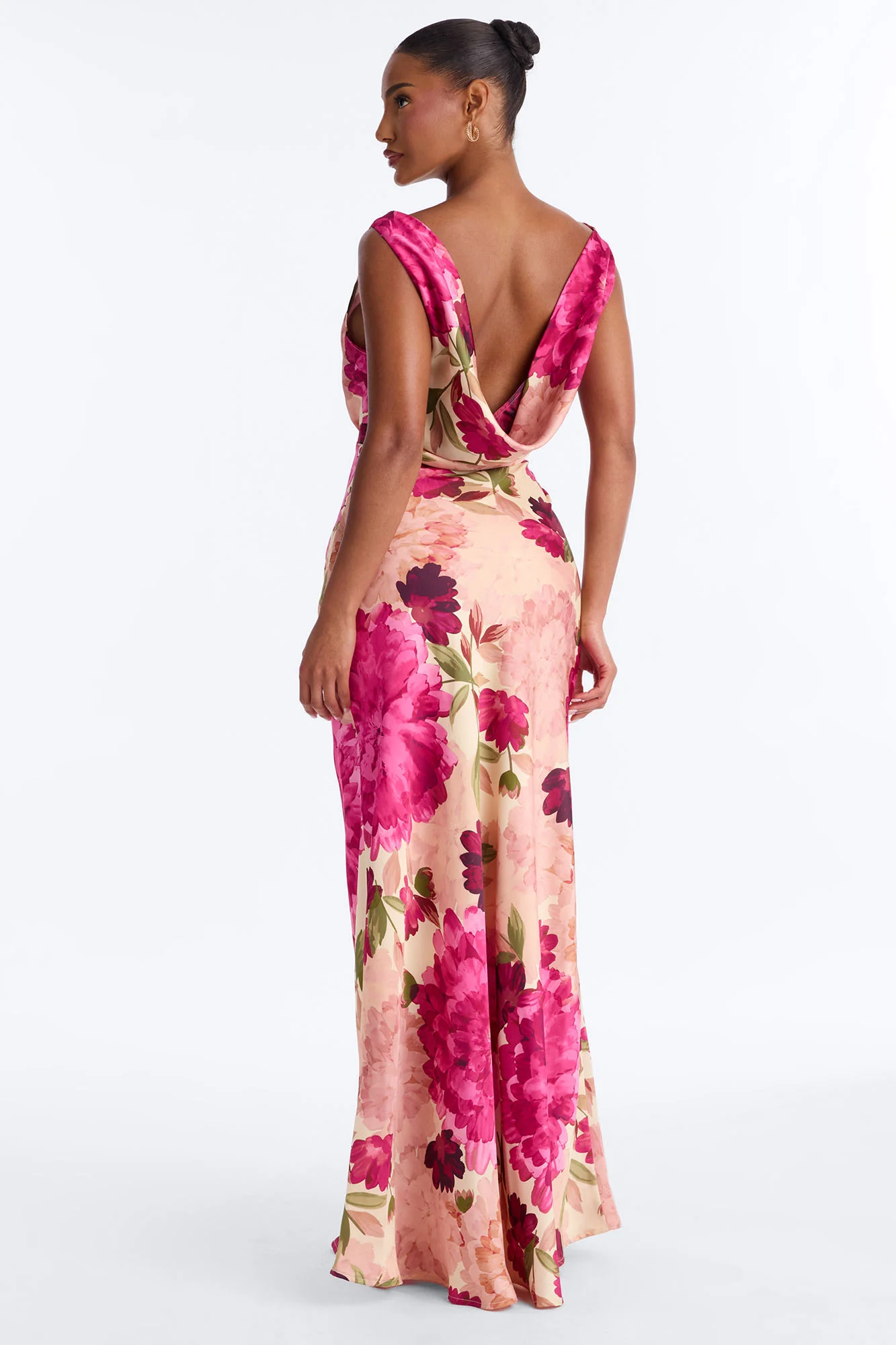 In Full Bloom Satin Maxi Dress - Pink/combo - Image 4