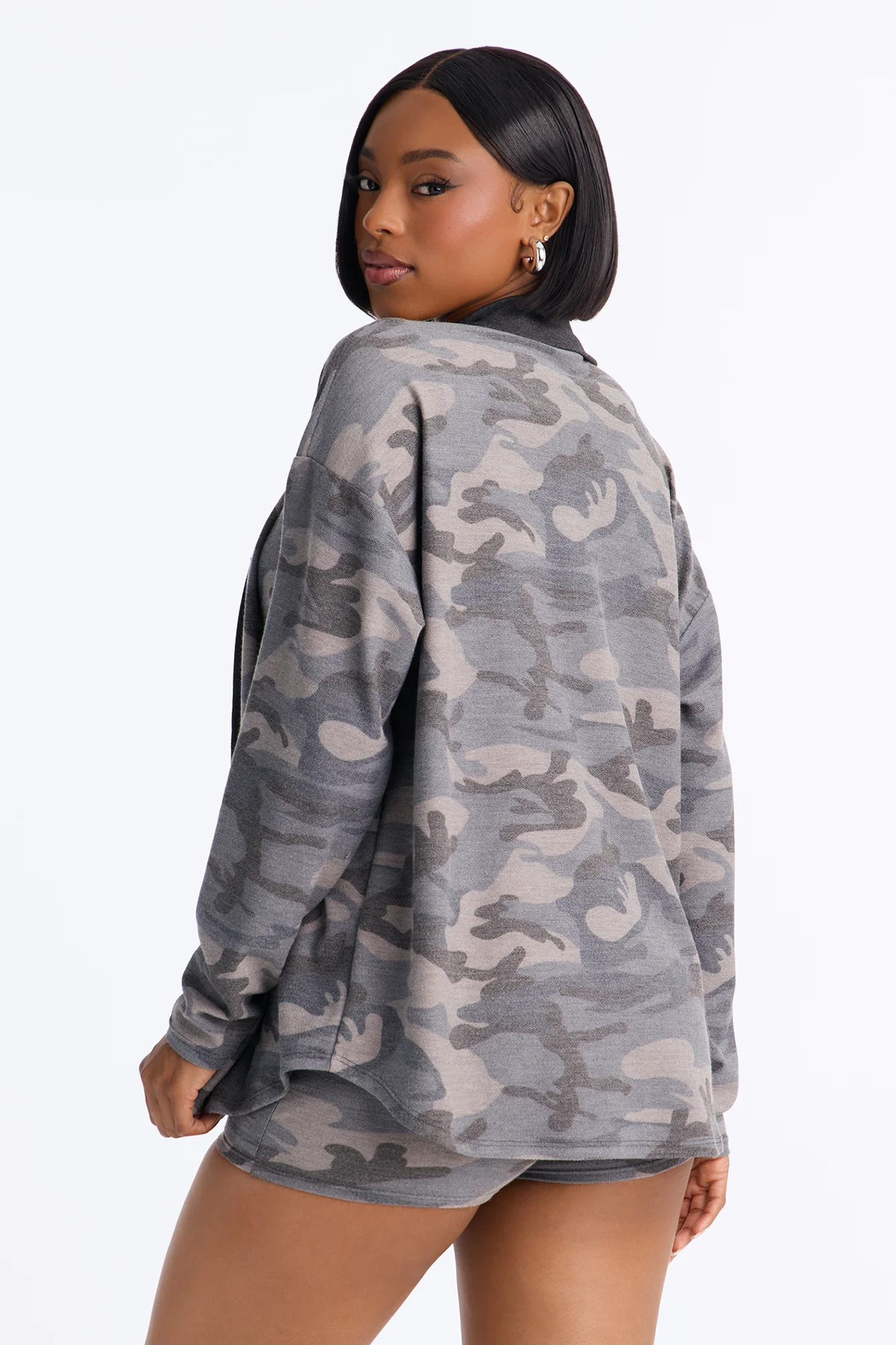 In Plain Sight French Terry Camo Short Set - Grey/combo - Image 3