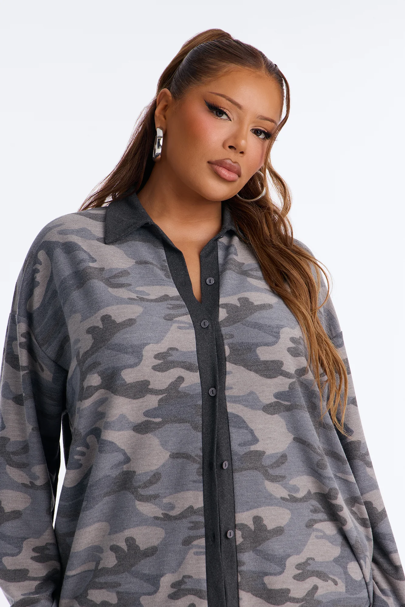 In Plain Sight French Terry Camo Short Set - Grey/combo - Image 5