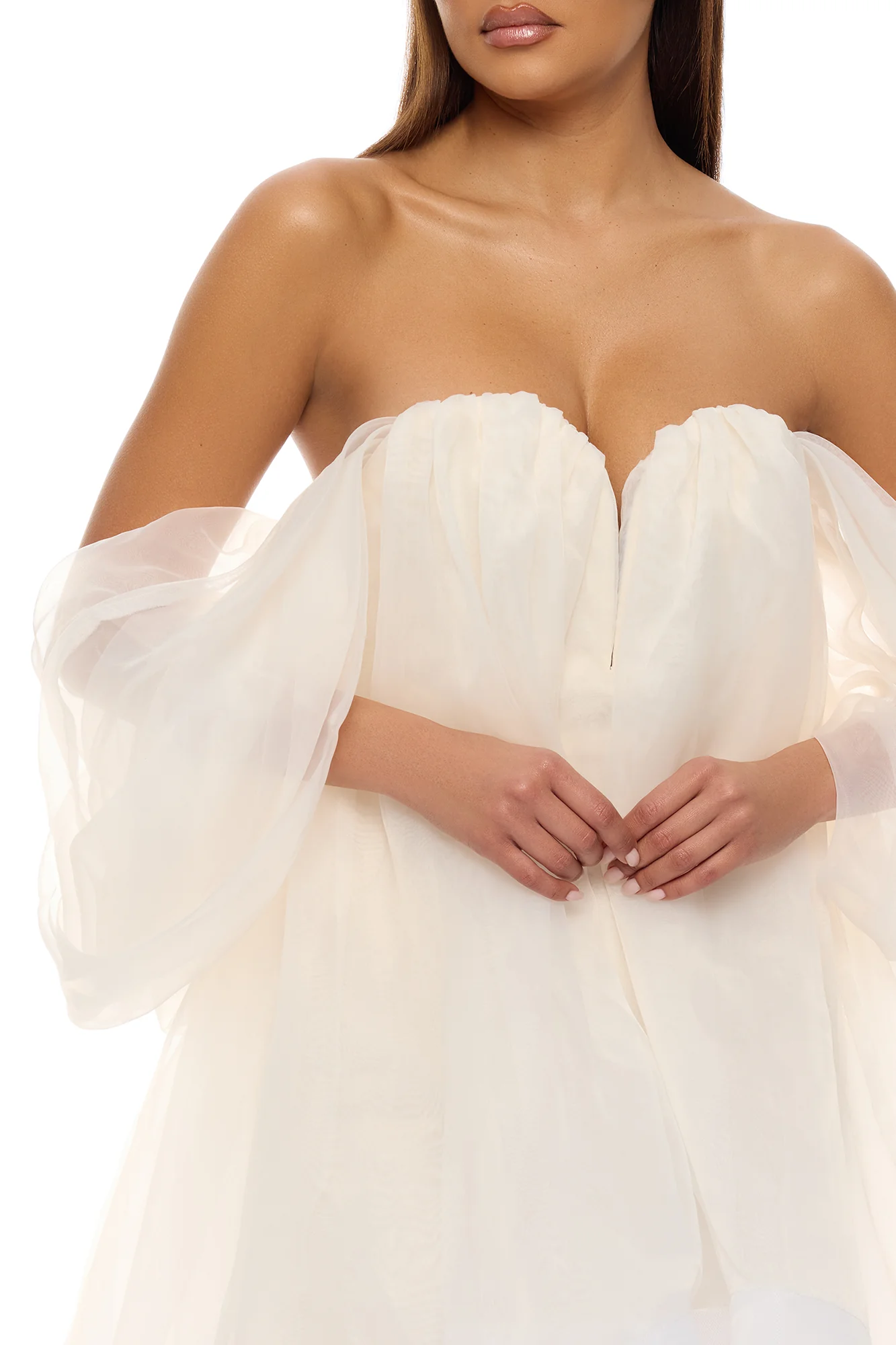 In The Clouds Taffeta Mini Dress - Cream - Image 3