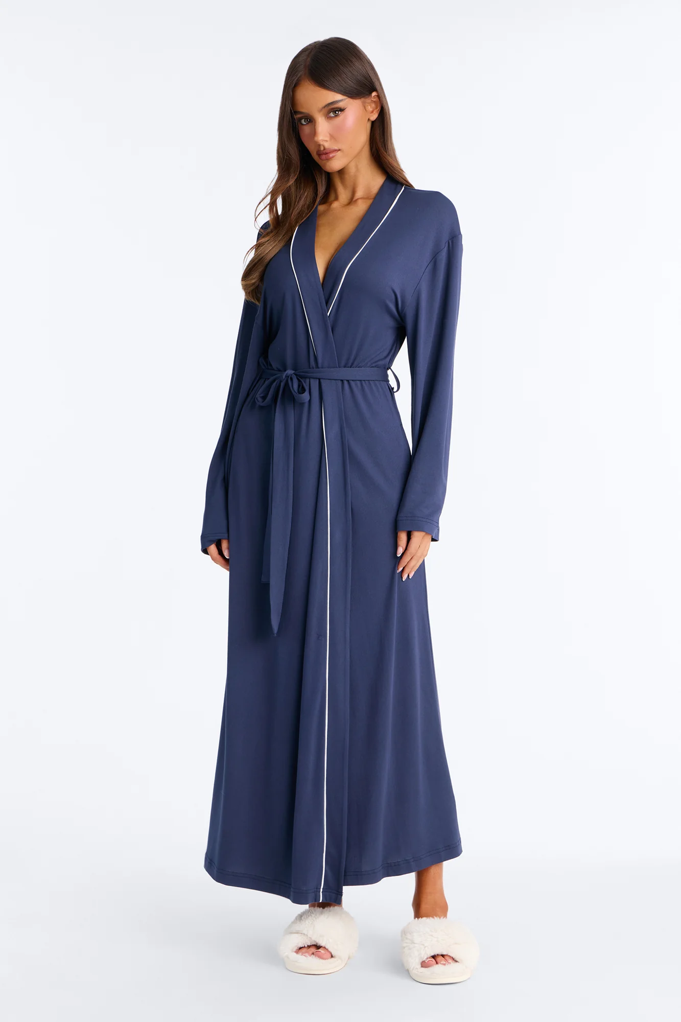 In the Morning PJ Long Robe - Navy