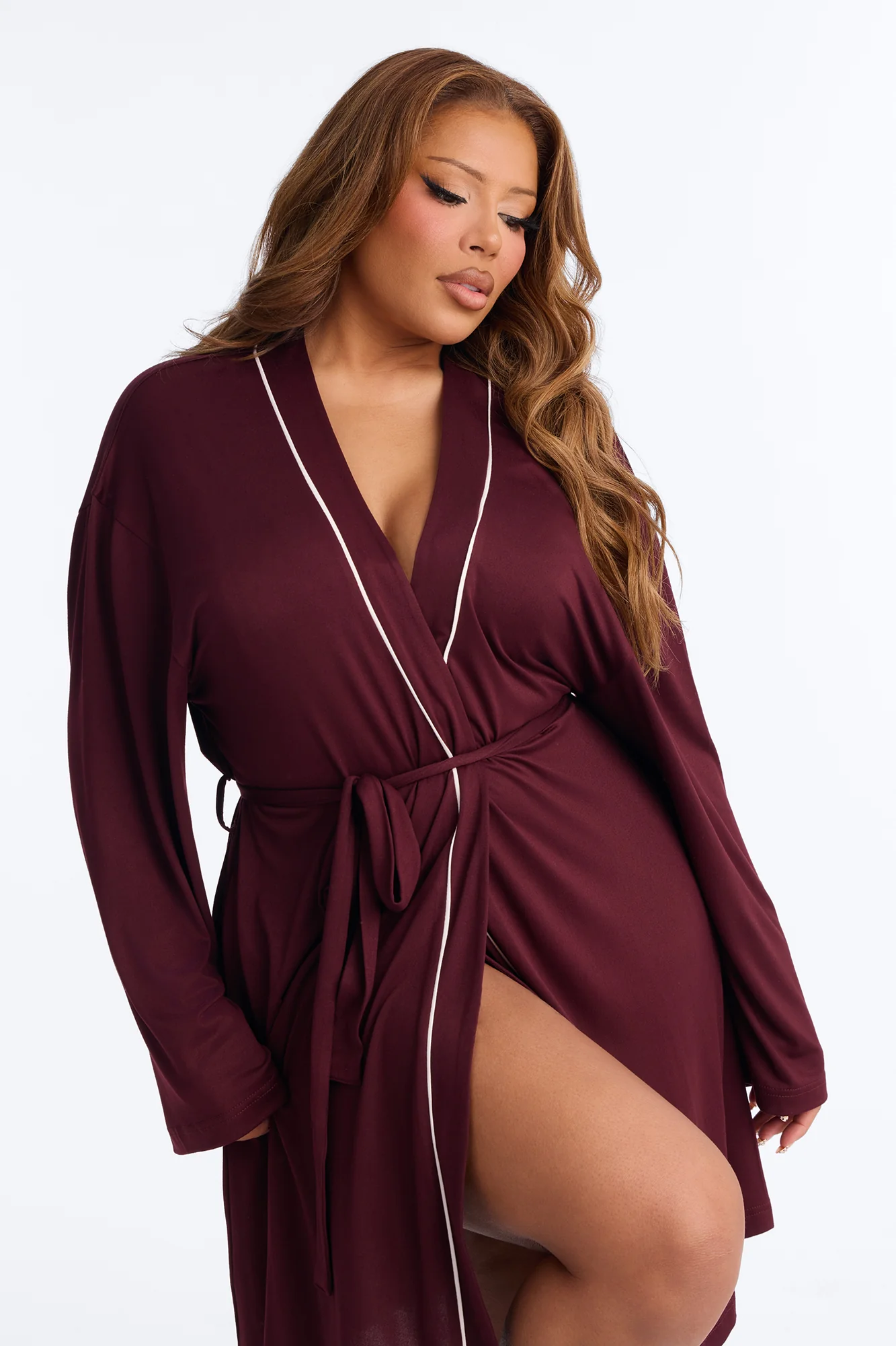 In the Morning PJ Robe - Burgundy - Image 2