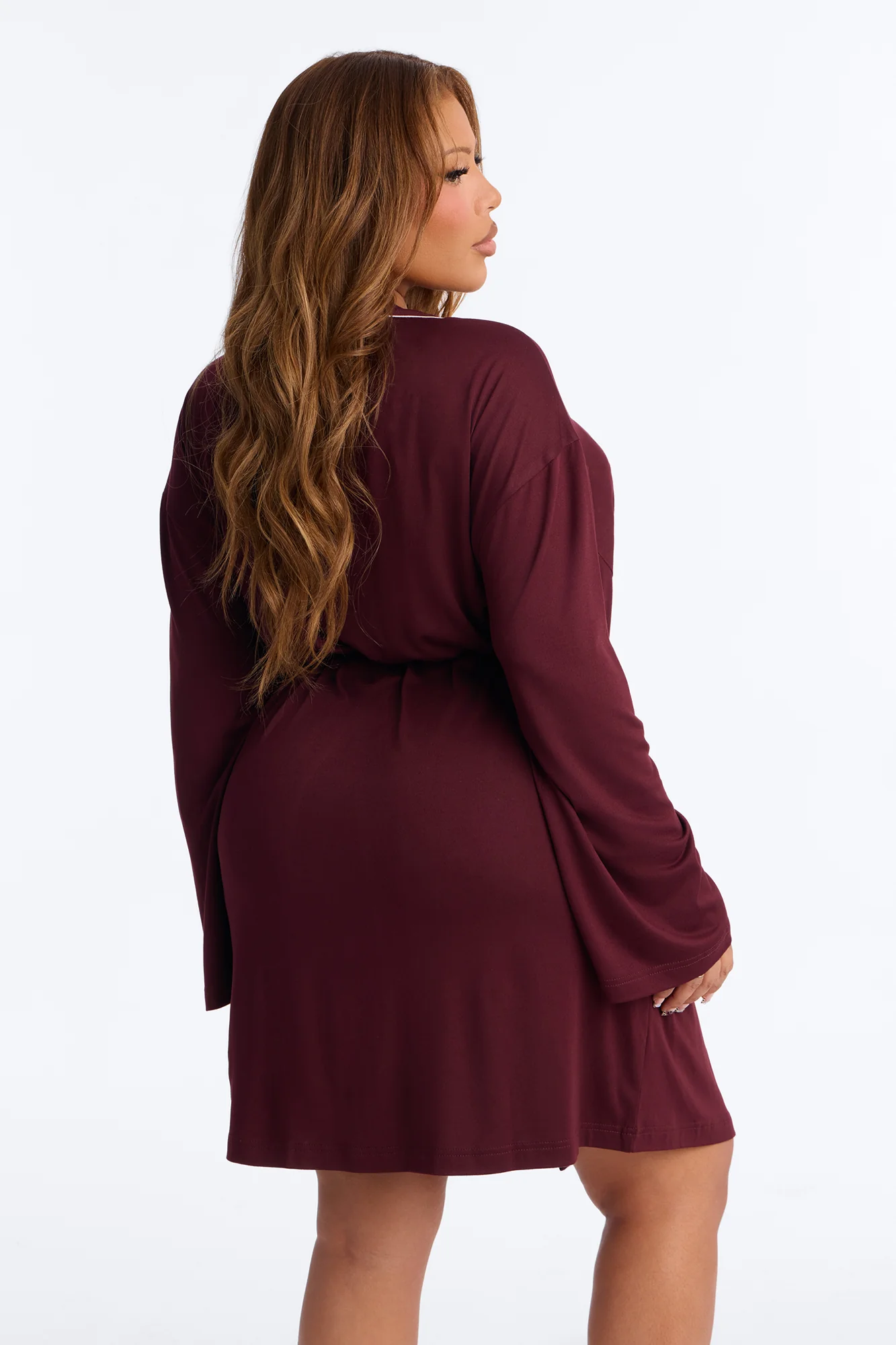 In the Morning PJ Robe - Burgundy - Image 4