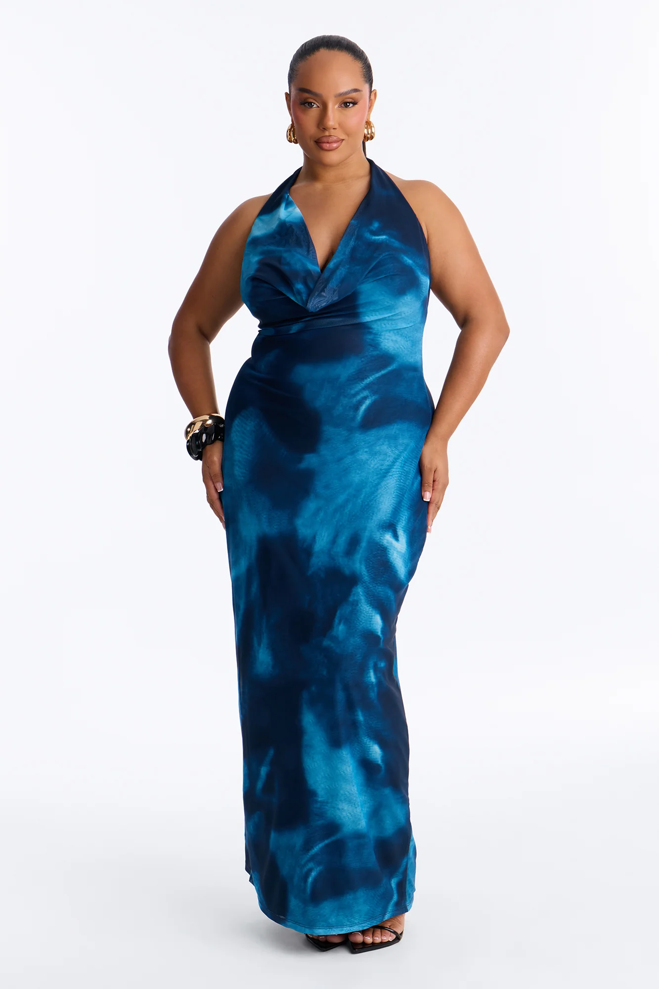 In The Shadows Mesh Maxi Dress - Blue/combo - Image 5