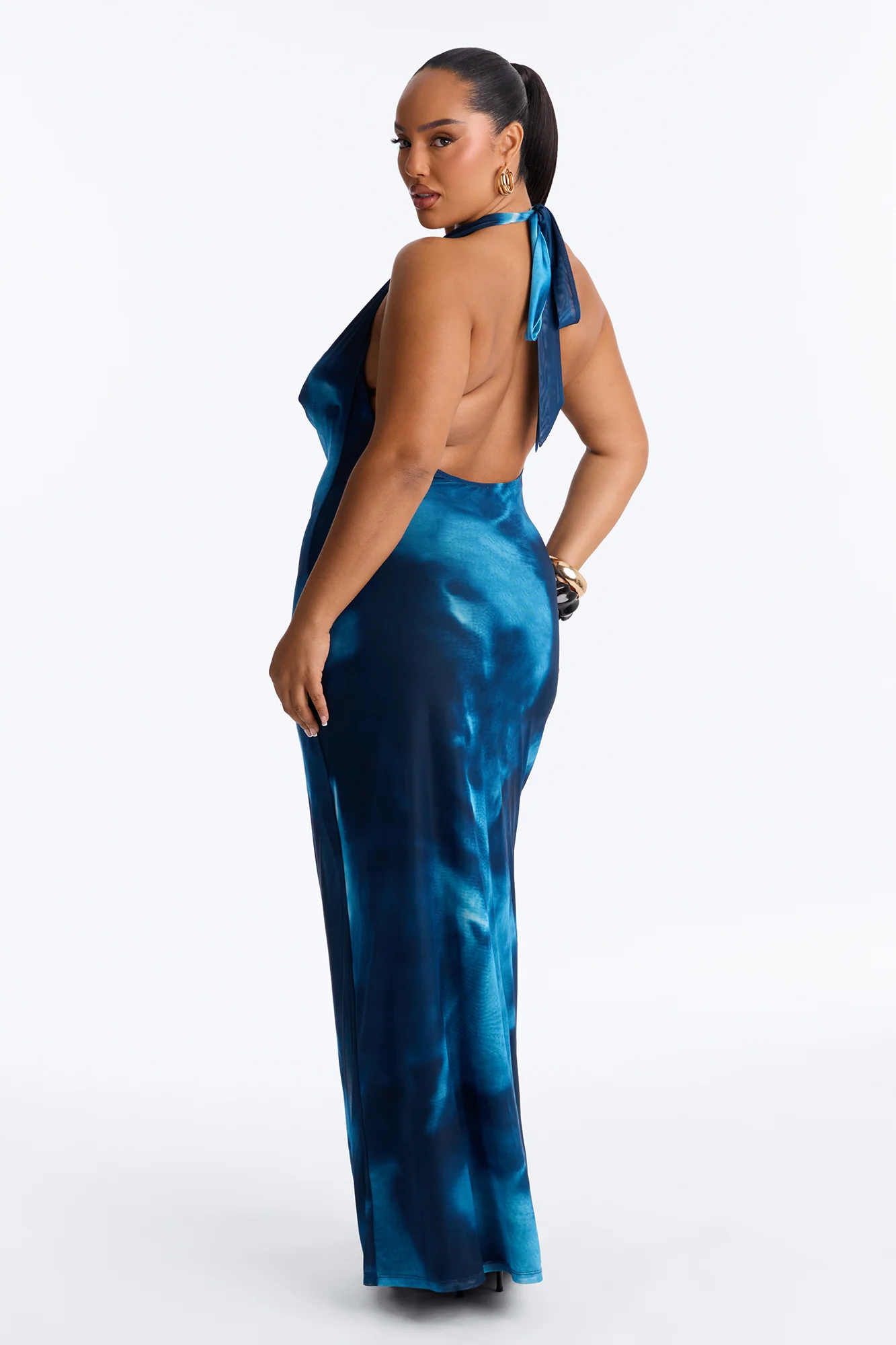 In The Shadows Mesh Maxi Dress - Blue/combo - Image 8