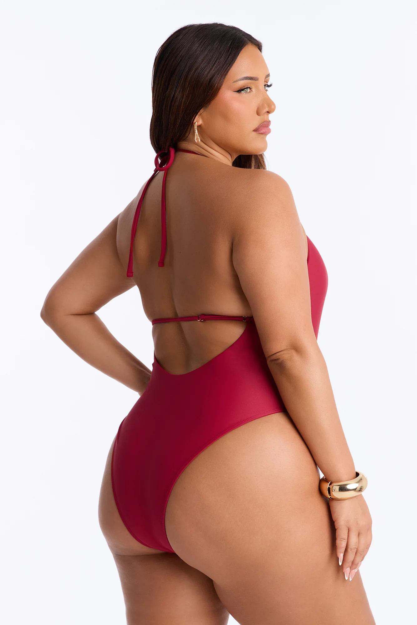 In The Sun 1 Piece Swimsuit And Sarong - Burgundy - Image 9