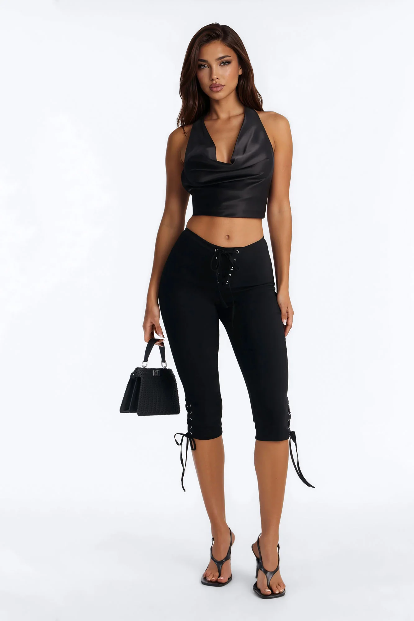 Inara Mid Rise Skinny Capri Pant - Black