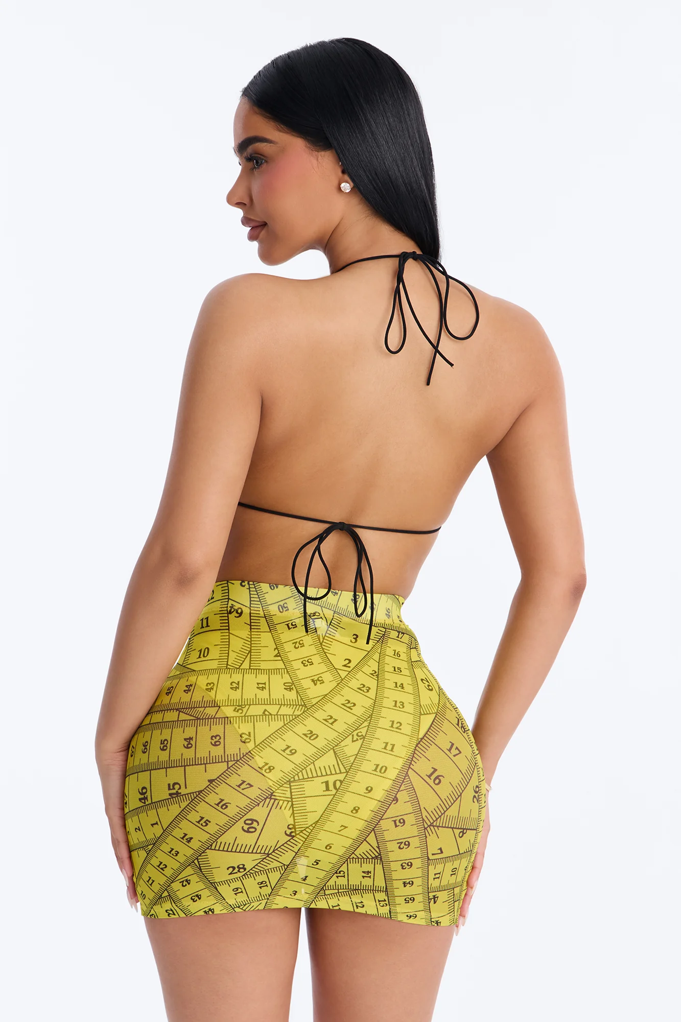 Inches Don’t Lie Mesh Mini Skirt Set - Yellow/combo - Image 4