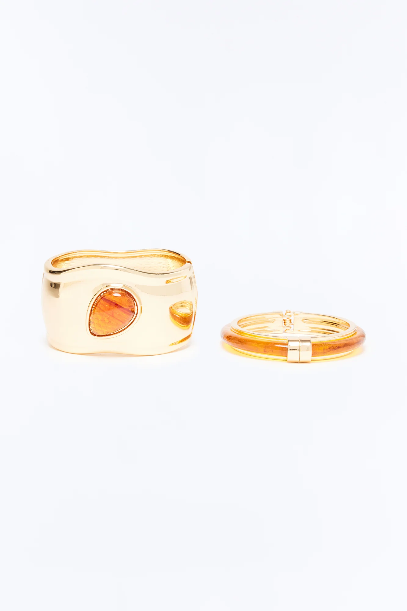 Interlocked Lust 2 Piece Bracelet Set - Gold/Brown - Image 3
