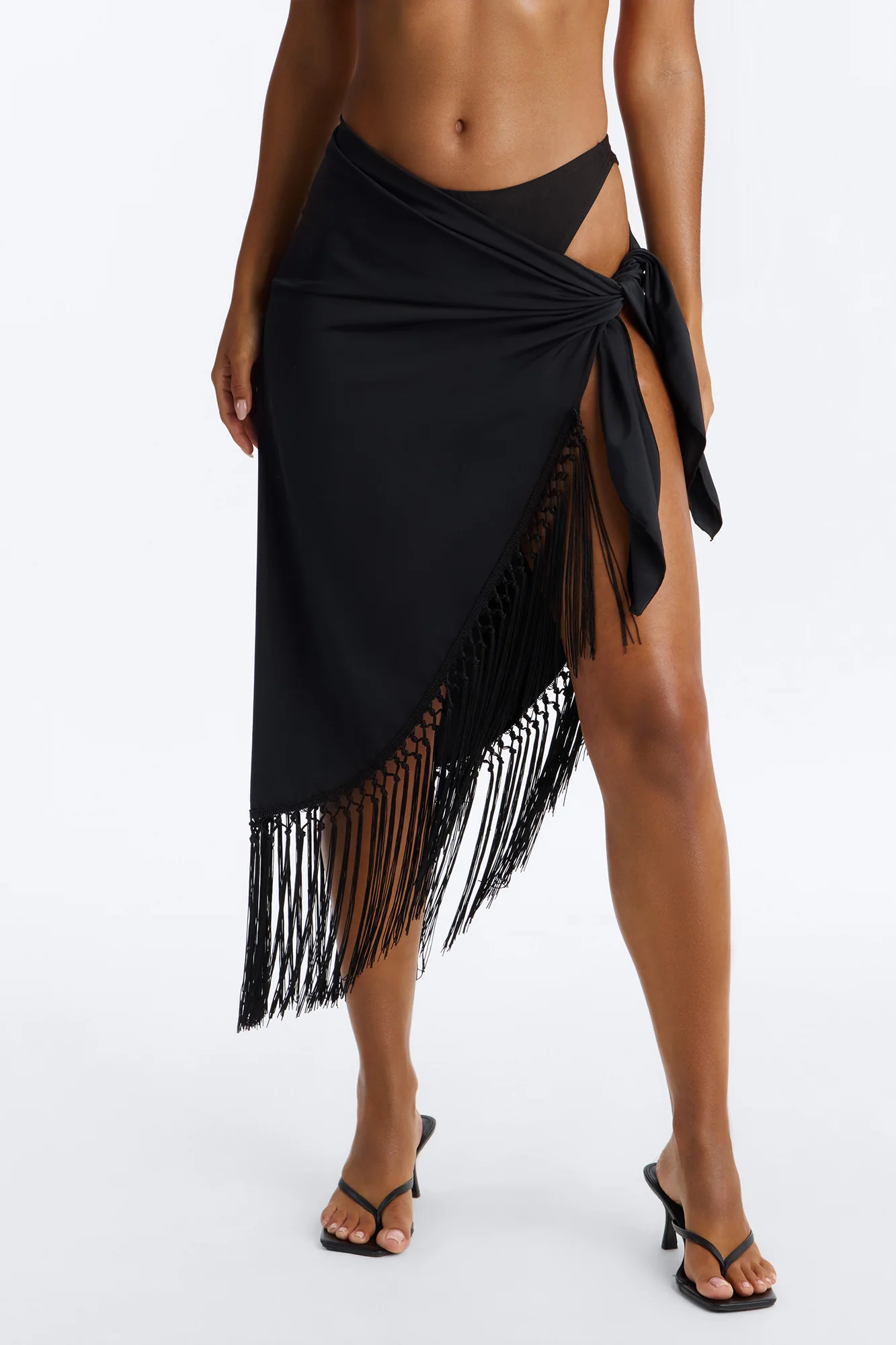 Irina Cover Up Fringe Sarong - Black - Image 2