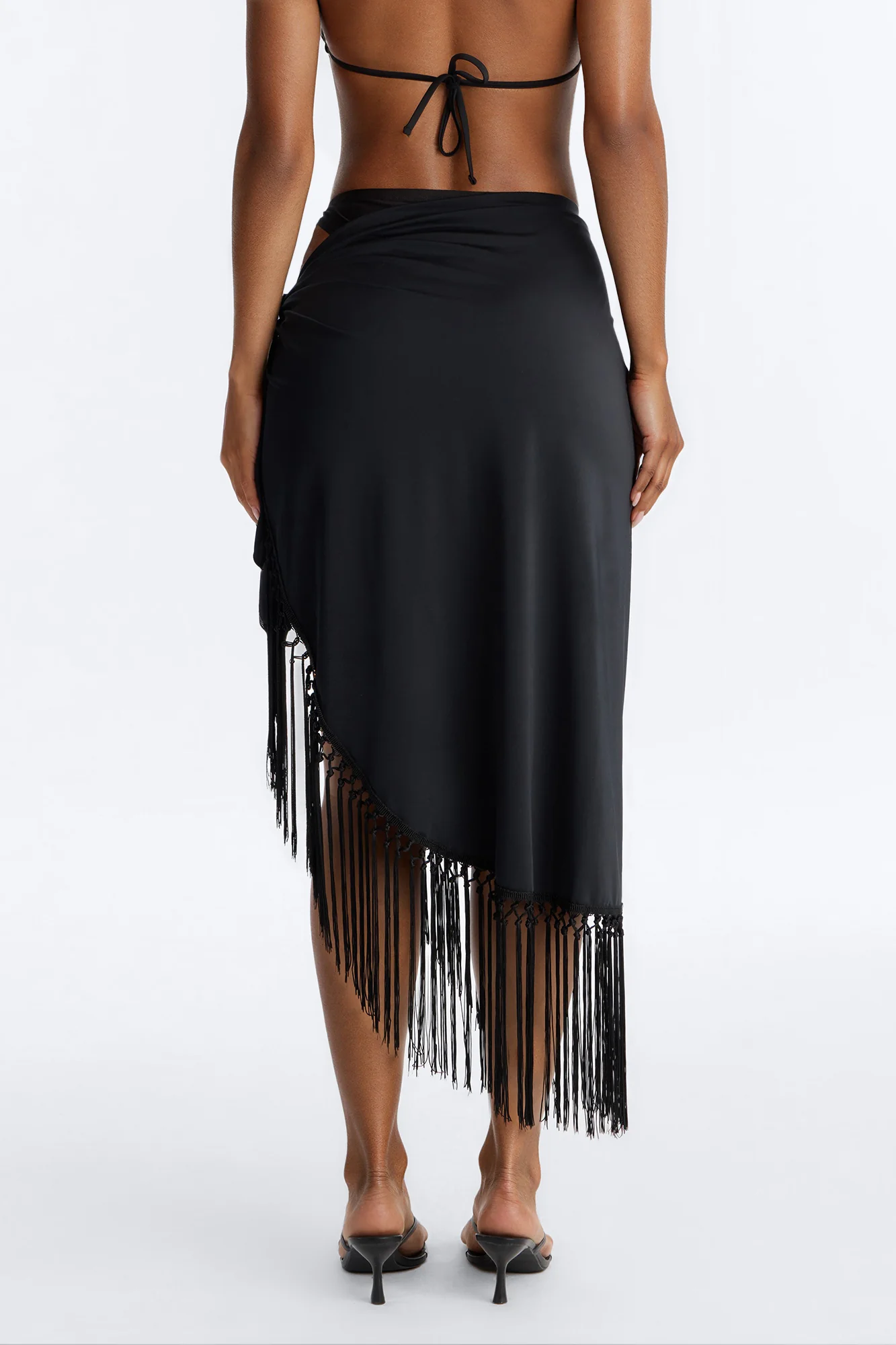 Irina Cover Up Fringe Sarong - Black - Image 3