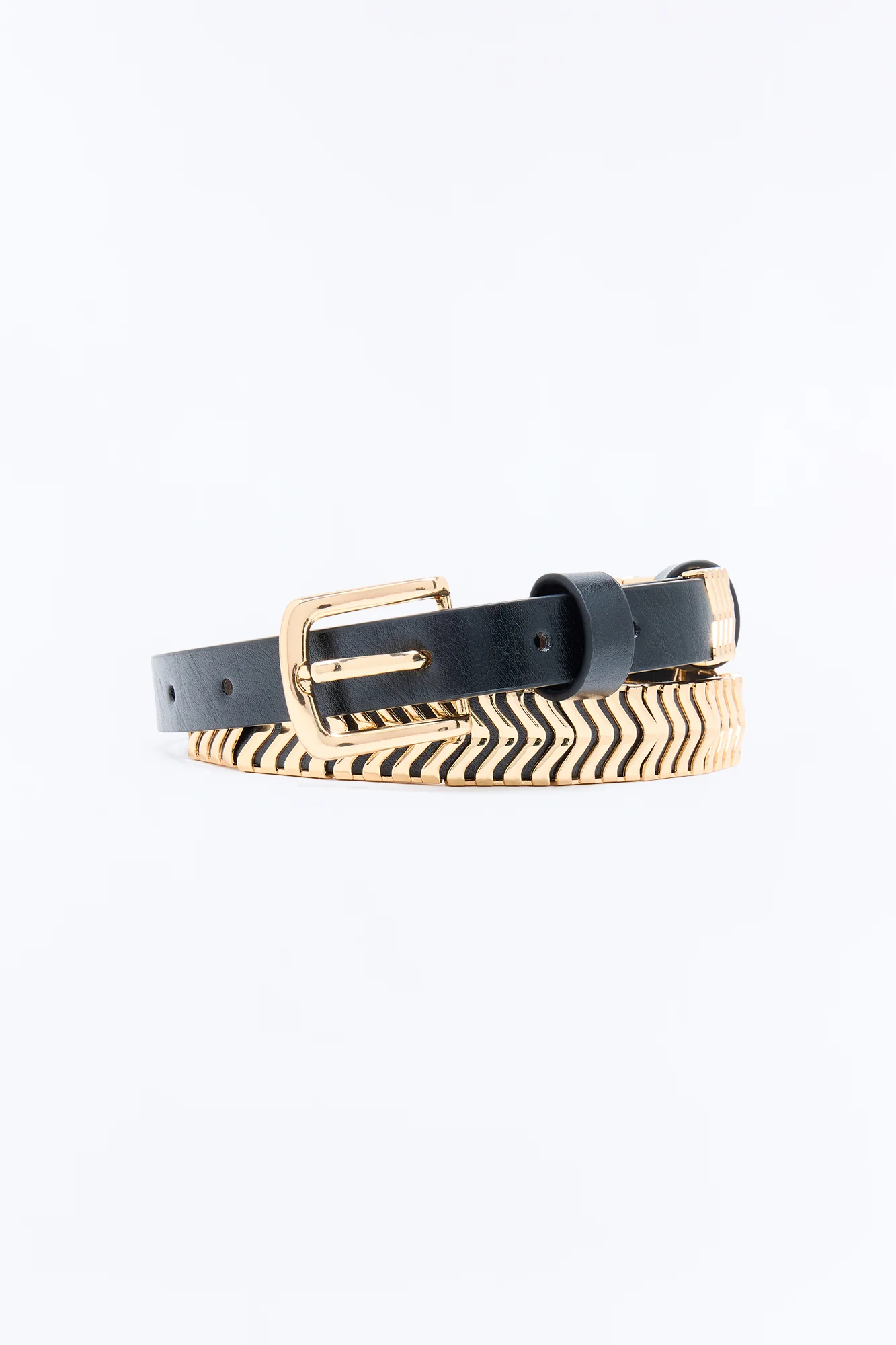 Iron Trail Faux Leather Belt - Black/Gold - Image 3