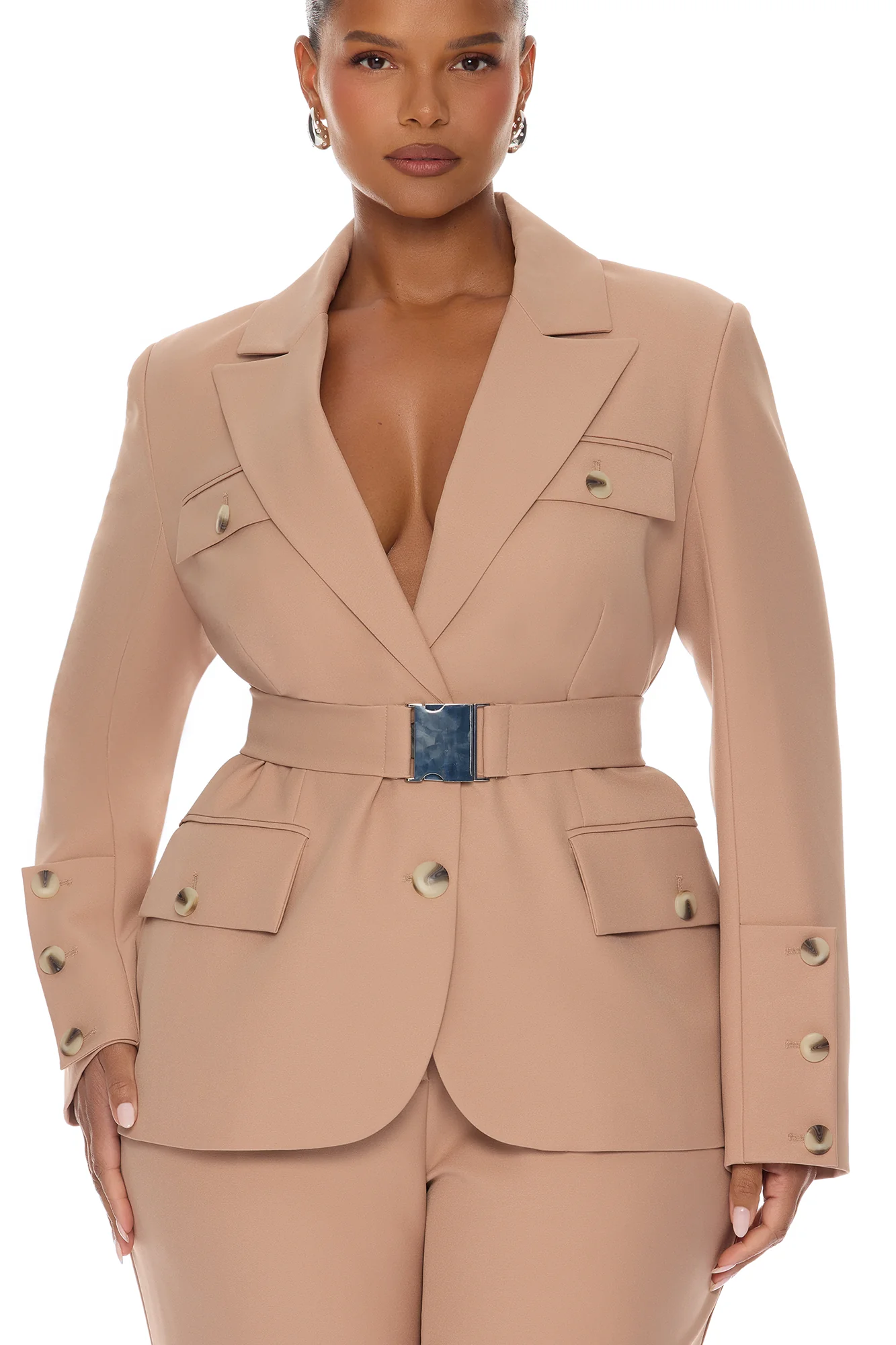 Isabella Belted Pant Set - Nude - Image 7