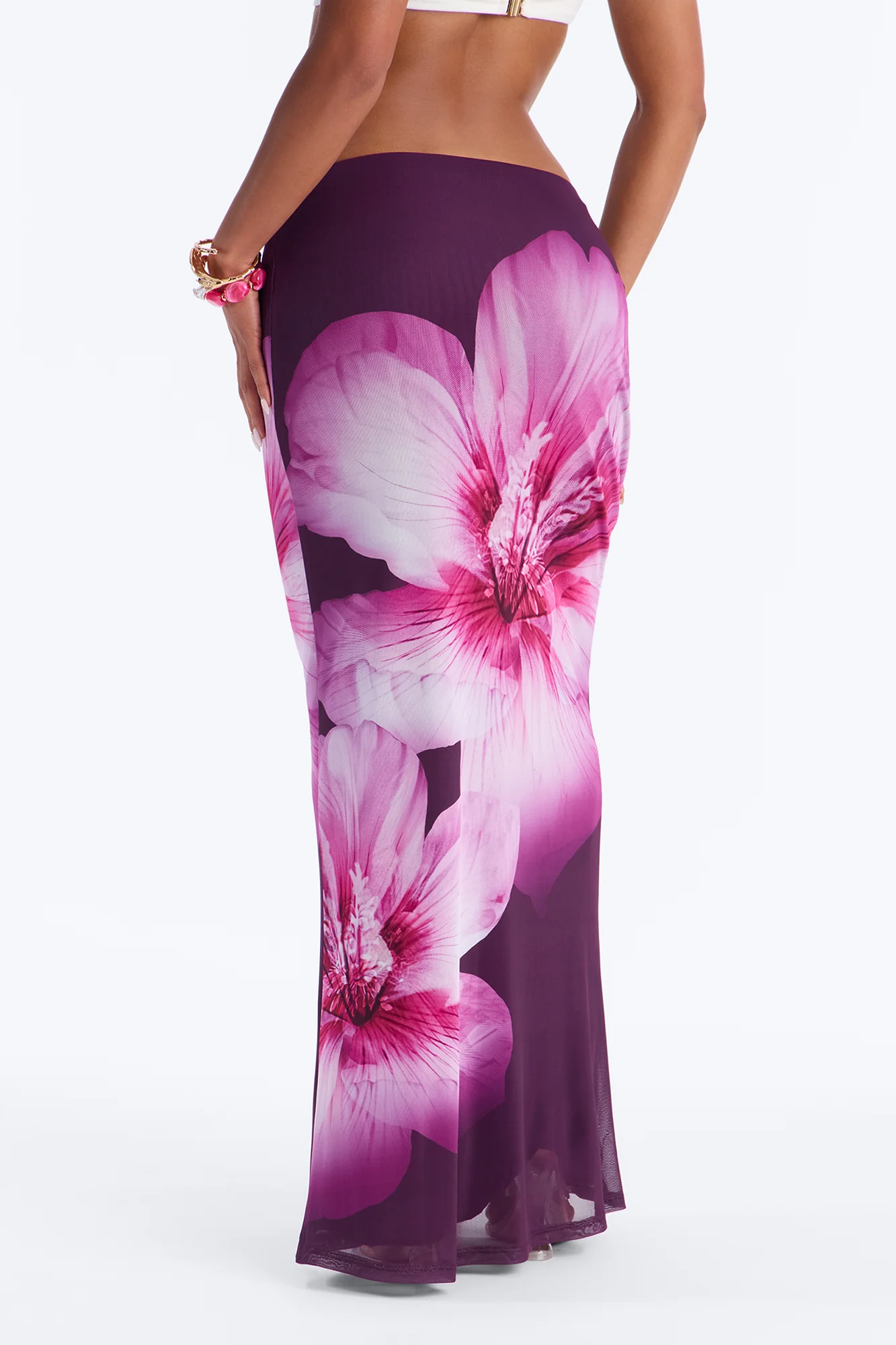 Isla Floral Mesh Maxi Skirt - Purple/combo - Image 4