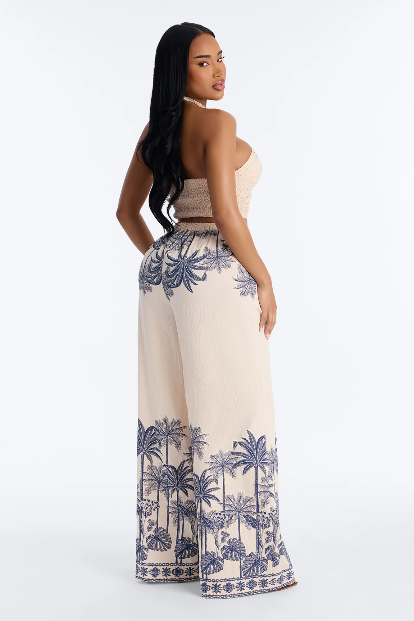 Island Babe Linen Halter Pant Set - Taupe/combo - Image 4