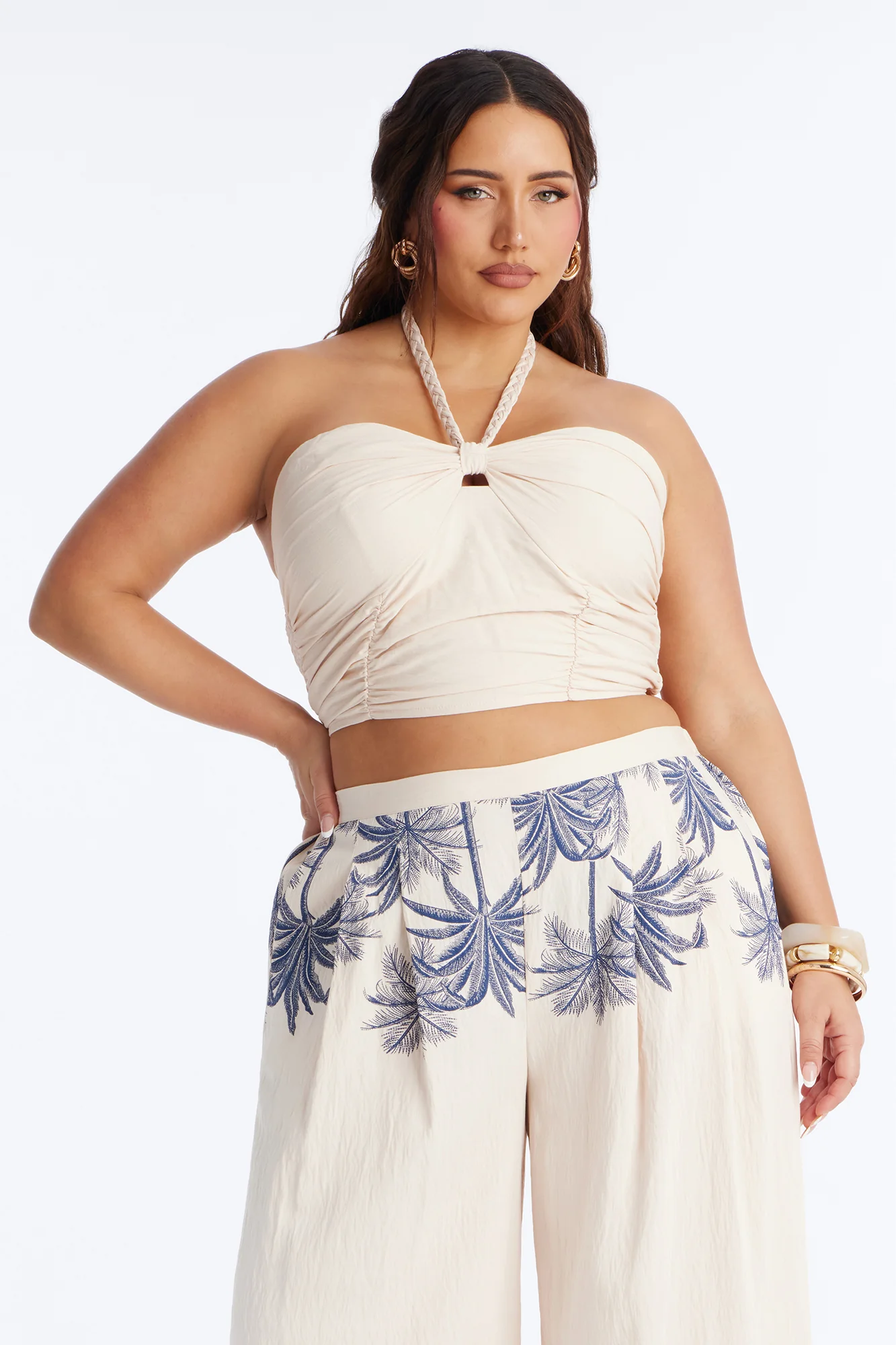 Island Babe Linen Halter Pant Set - Taupe/combo - Image 6