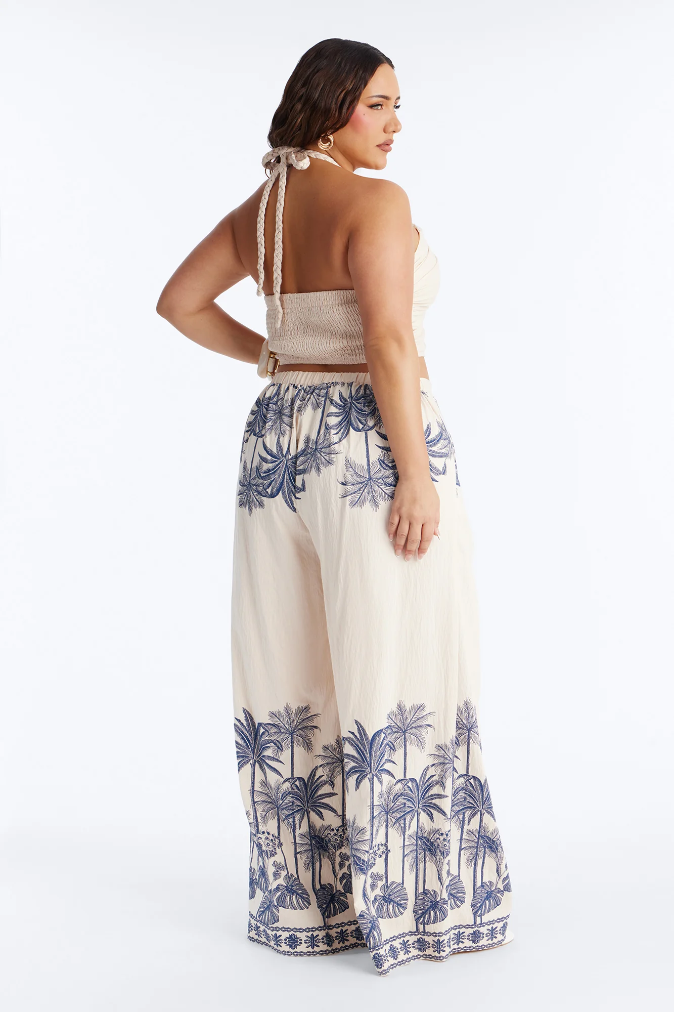 Island Babe Linen Halter Pant Set - Taupe/combo - Image 8