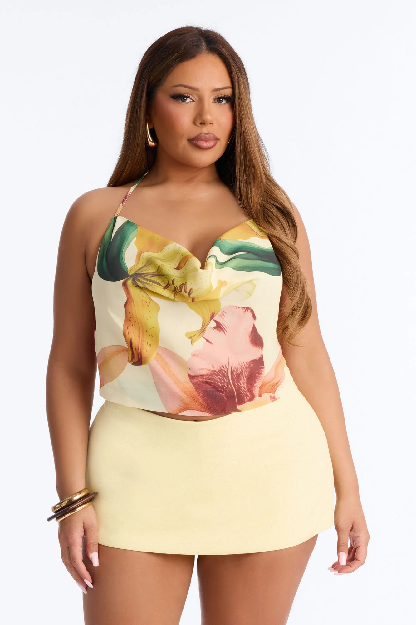 Island Fever Floral Chiffon Halter Top - Multi Color - Image 5