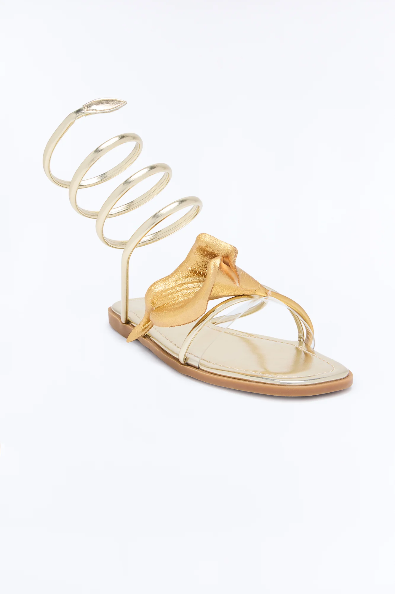 Island Flower Wrap Up Sandals - Gold - Image 4