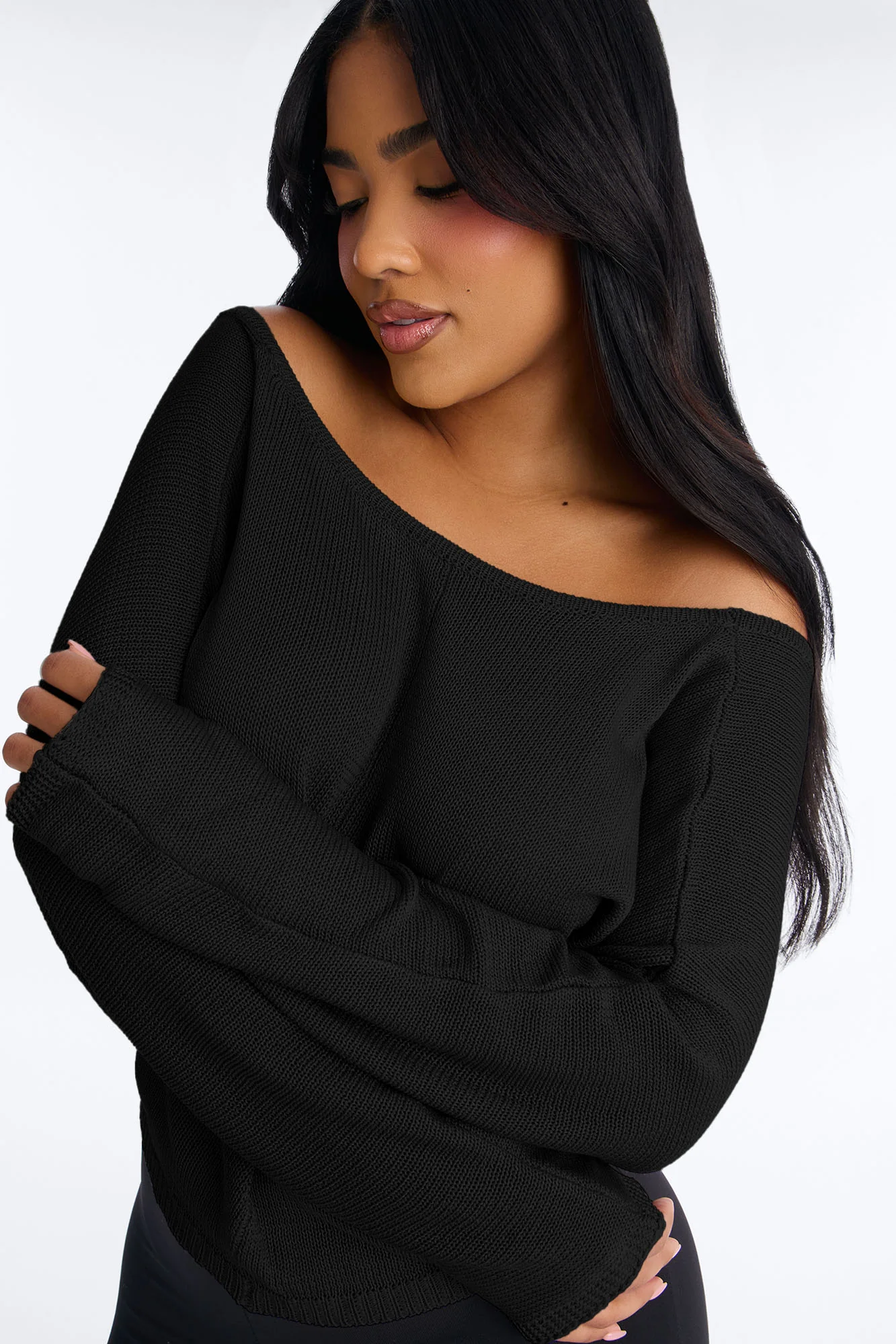 Island Girl Backless Sweater Top - Black - Image 3