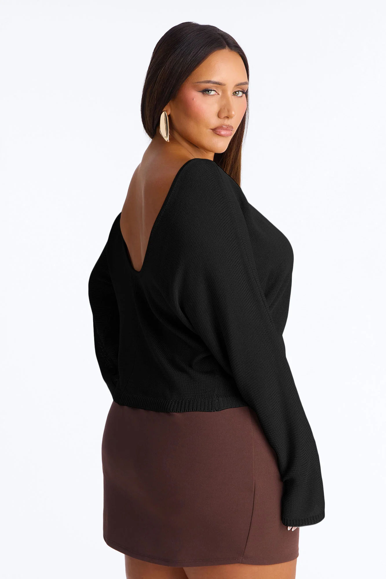 Island Girl Backless Sweater Top - Black - Image 8