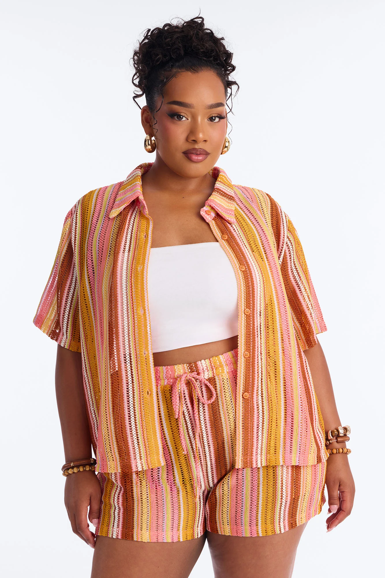 Island Vibe Crochet Short Set - Multi Color - Image 4
