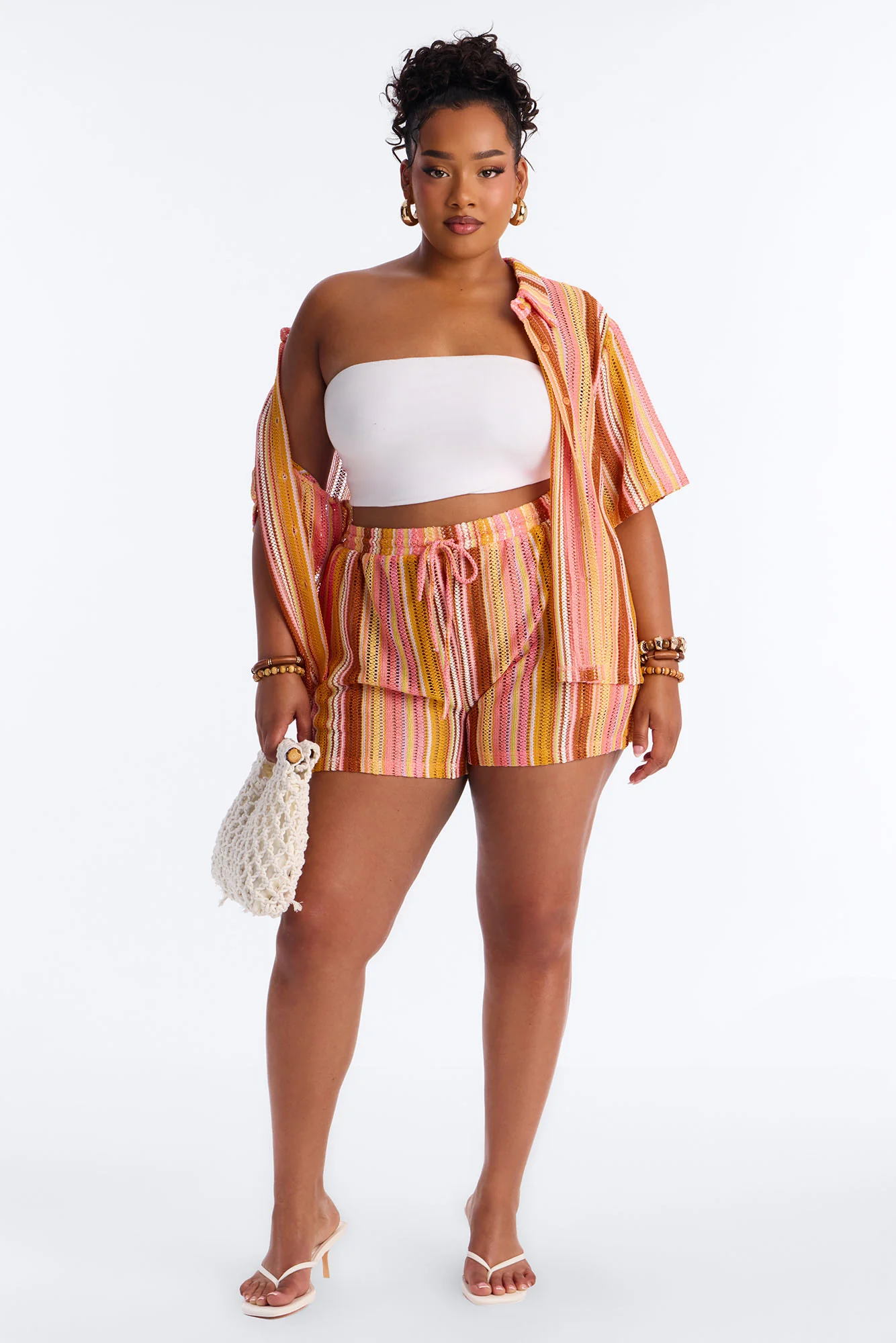 Island Vibe Crochet Short Set - Multi Color - Image 5