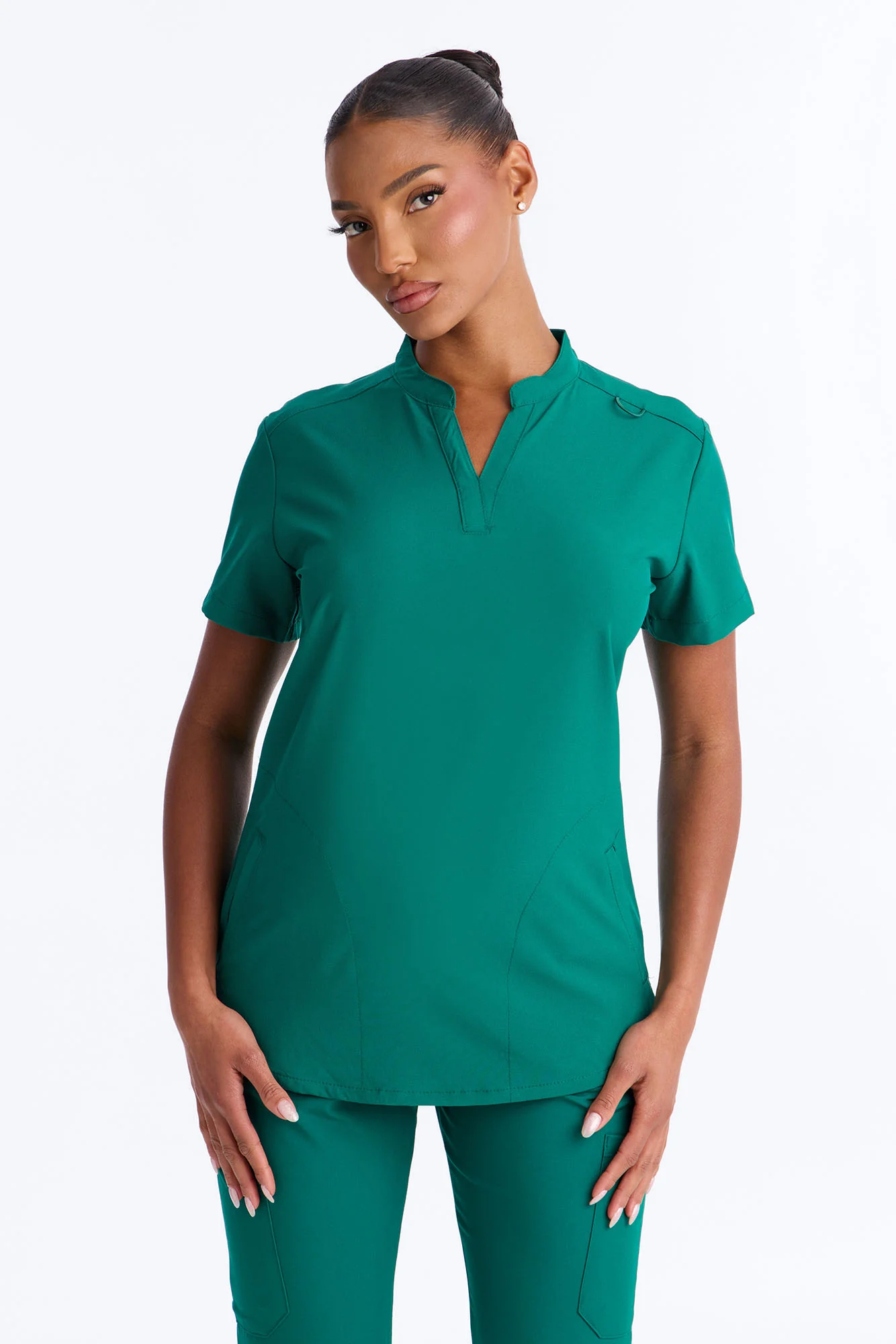 It's Go Time Collared Open Leg Uniform Scrub Set - Hunter - Image 2