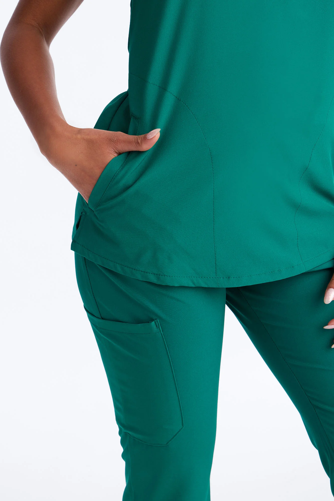 It's Go Time Collared Open Leg Uniform Scrub Set - Hunter - Image 4