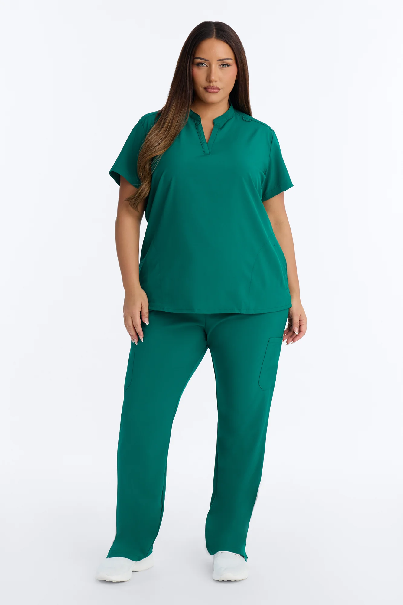 It's Go Time Collared Open Leg Uniform Scrub Set - Hunter - Image 6