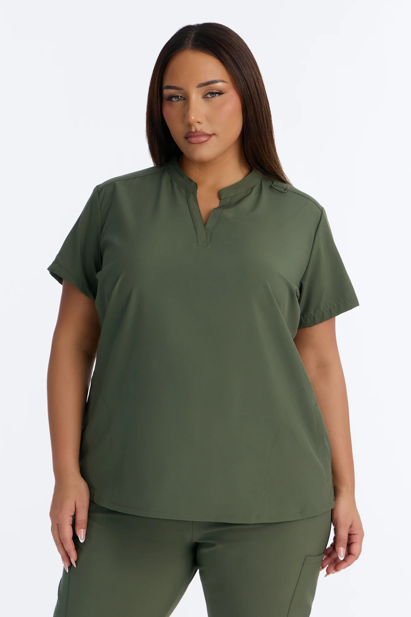 It's Go Time Collared Open Leg Uniform Scrub Set - Olive - Image 7