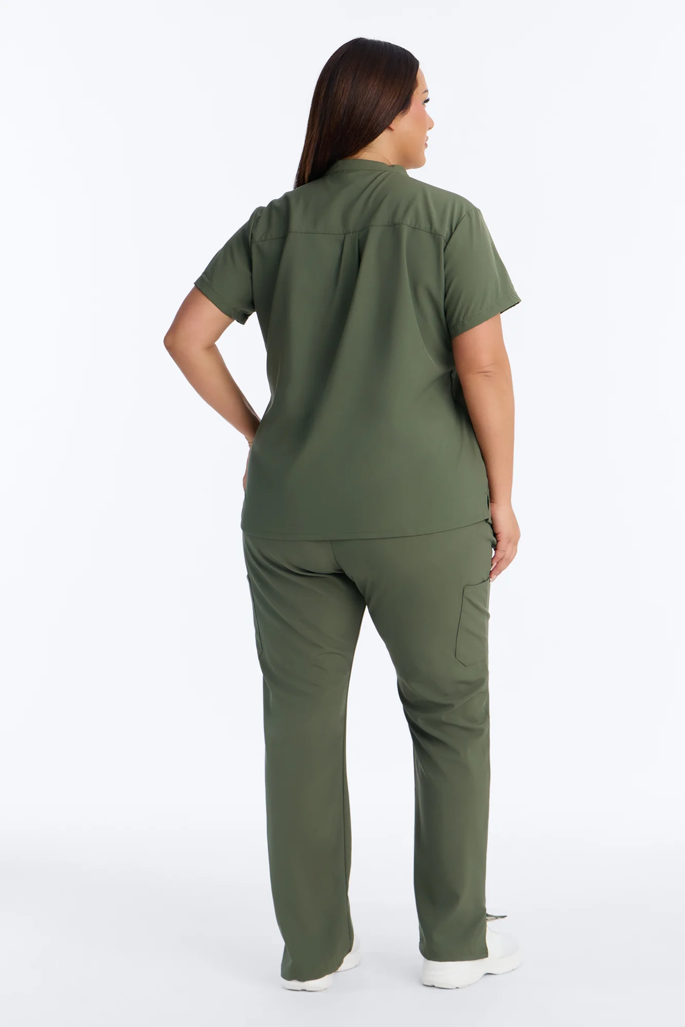 It's Go Time Collared Open Leg Uniform Scrub Set - Olive - Image 9