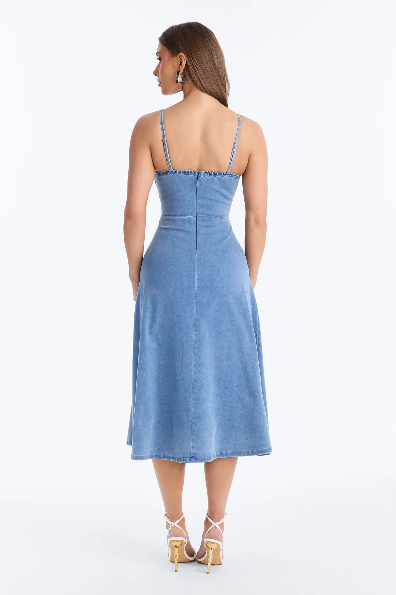 Ivy Twist Denim Midi Dress - Denim - Image 3