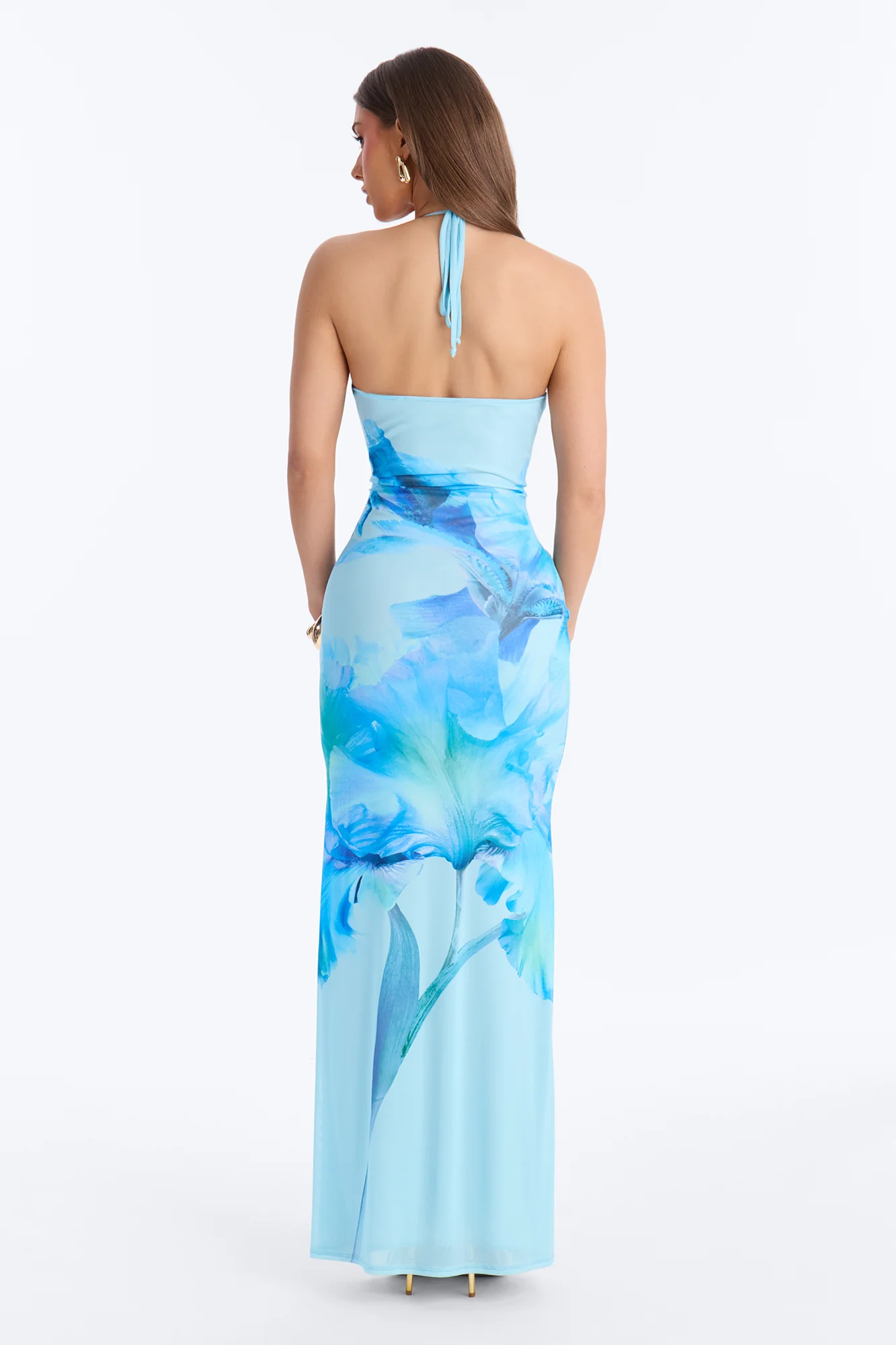 Iyla Floral Mesh Maxi Dress - Blue - Image 4