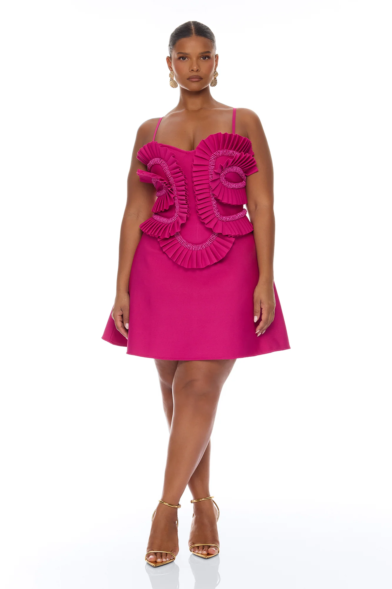 Jade Beaded Bandage Mini Dress - Magenta - Image 5