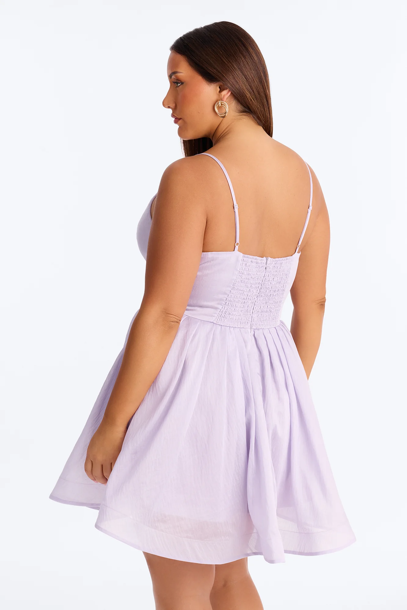 Janelle Pleated Organza Mini Dress - Lavender - Image 8