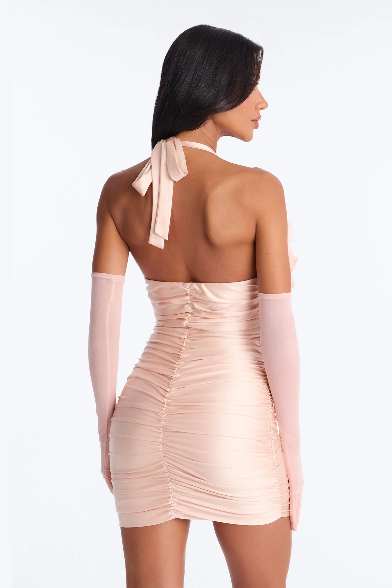 Jasmine Ruffle Ruched Mini Dress - Blush - Image 4