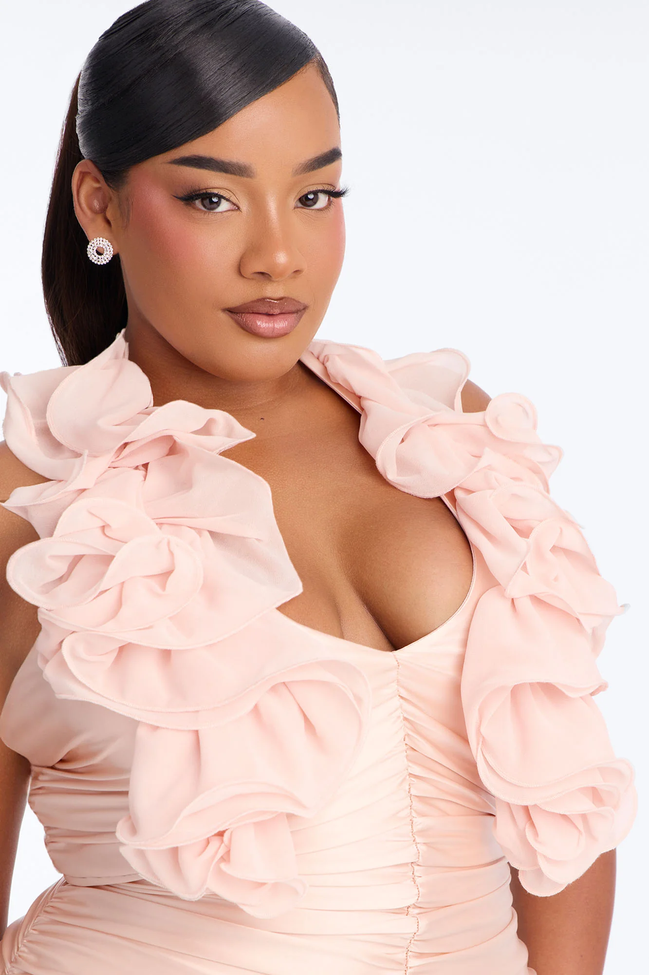 Jasmine Ruffle Ruched Mini Dress - Blush - Image 7