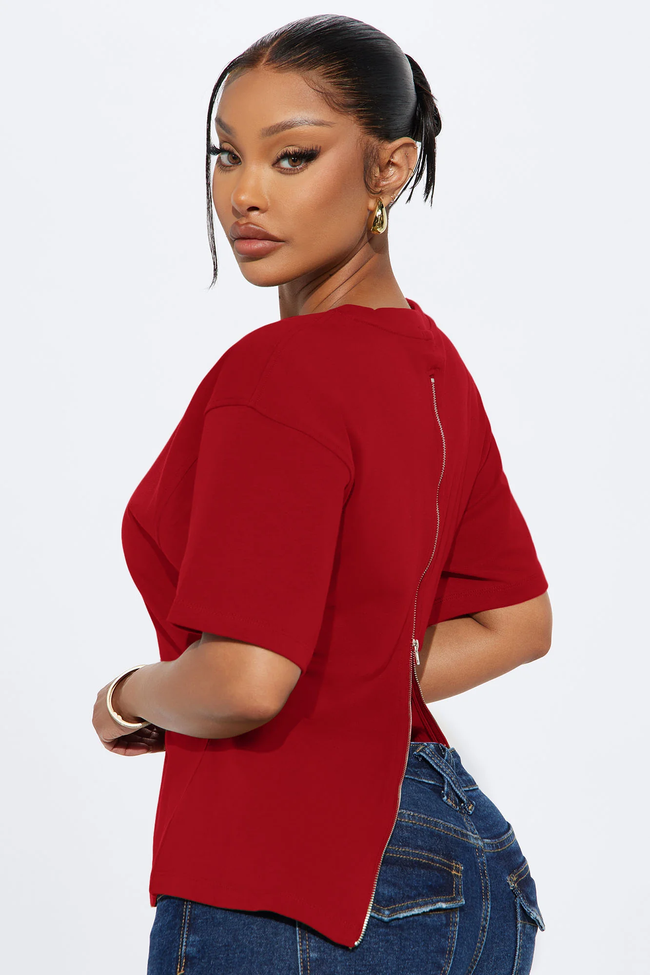 Jayden Fitted T-Shirt - Red - Image 3