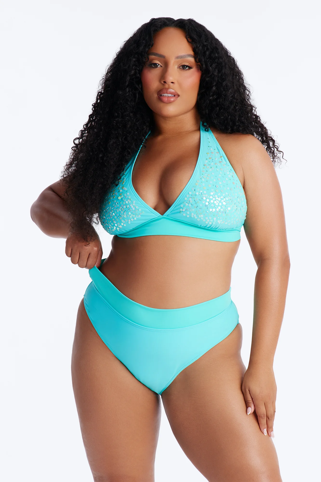 Jayla Sequin 2 Piece Bikini - Turquoise - Image 4