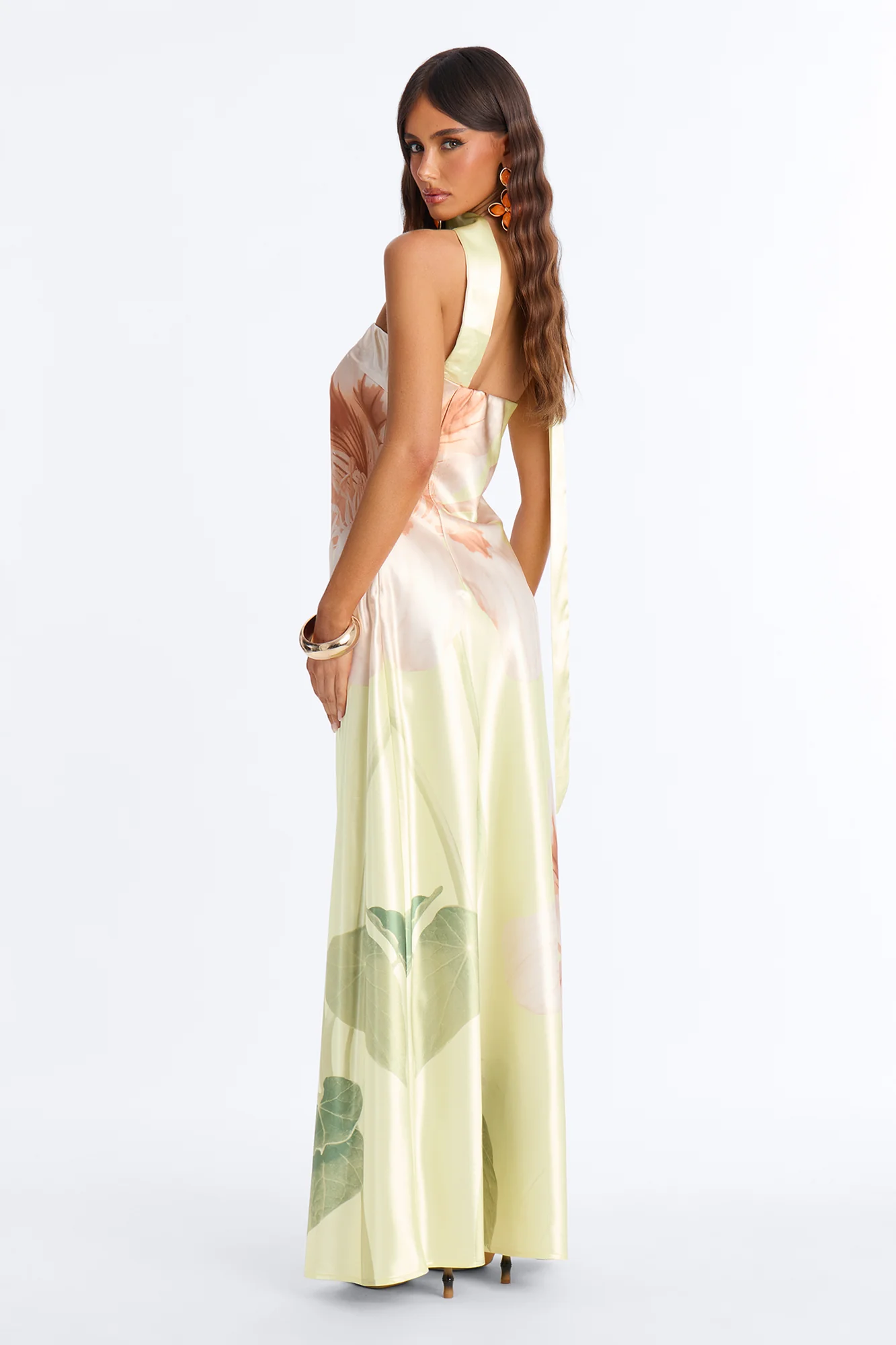 Jelissa Scarf Satin Maxi Dress - Yellow/combo - Image 3