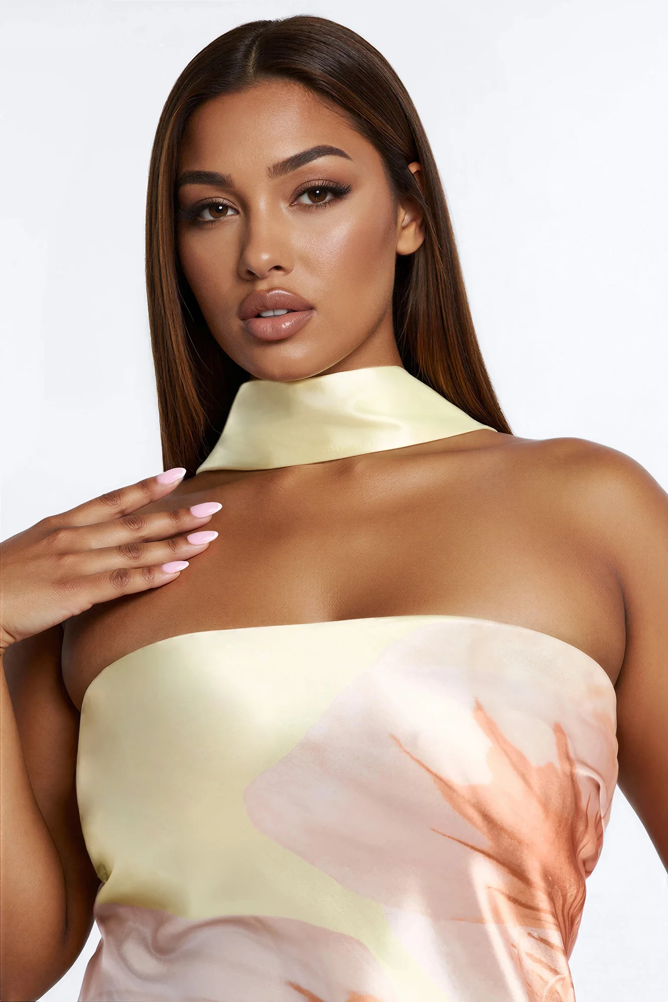Jelissa Scarf Satin Maxi Dress - Yellow/combo - Image 7