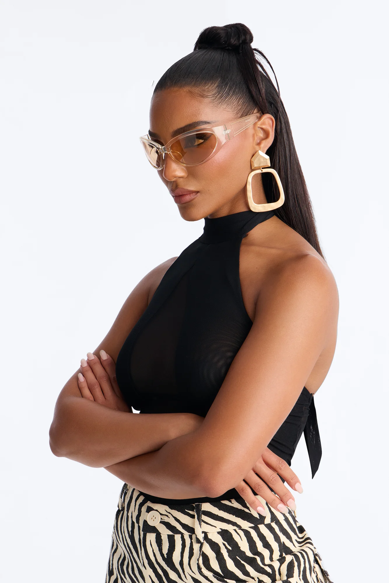 Jelly Bean Shield Sunglasses - Brown - Image 2