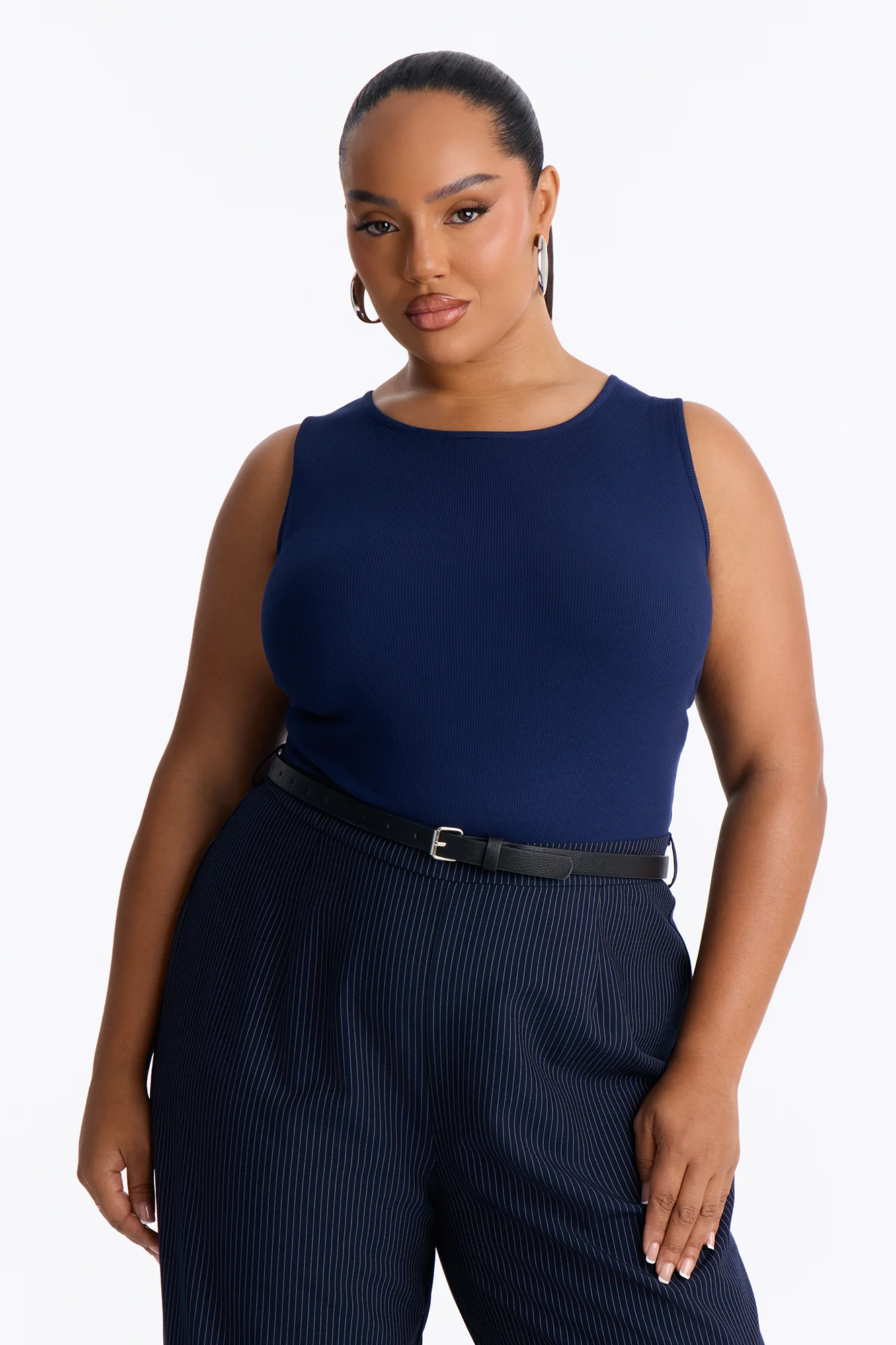 Jen Twofer Pinstripe Jumpsuit - Navy - Image 5